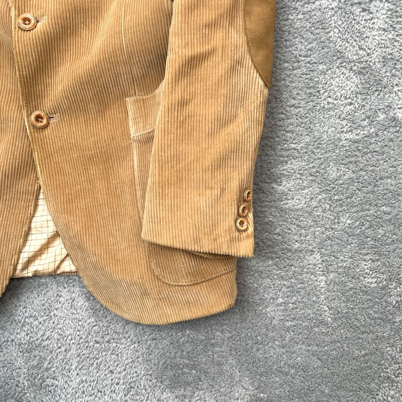 Vintage VINTAGE Corduroy Blazer Jacket Mens 40 Brown Notch Lapel Three-Button Double-Vented Single-Breasted Classic Retro Academia Size 40R - 4 Thumbnail