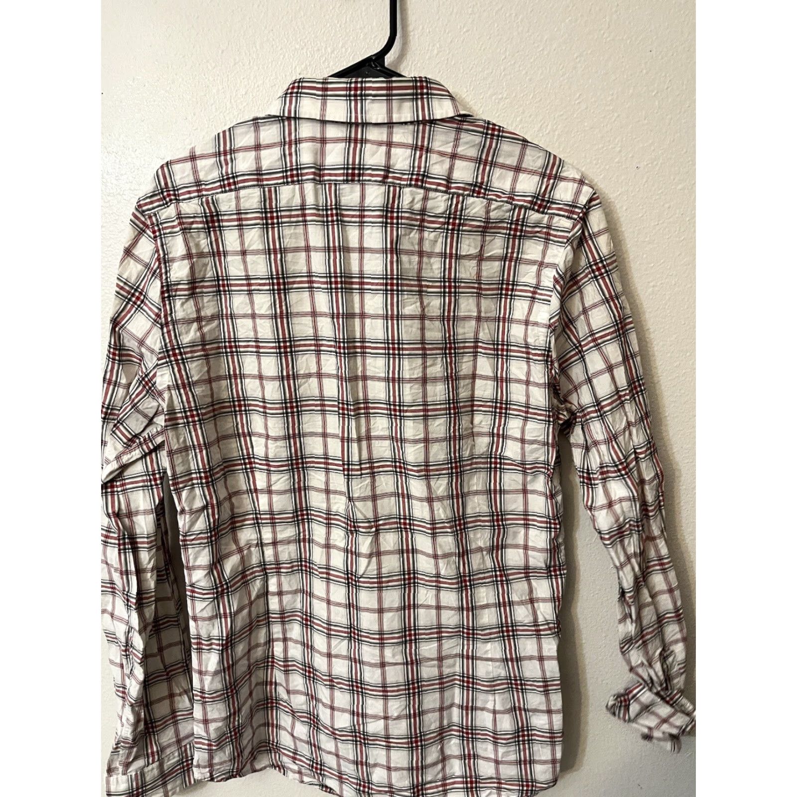Express Express Dress Shirt Mens Large Extra-Slim Multicolor Plaid Check 100% Cotton Modern Button Long Sleeve Collared 29 in Size 42R - 3 Thumbnail
