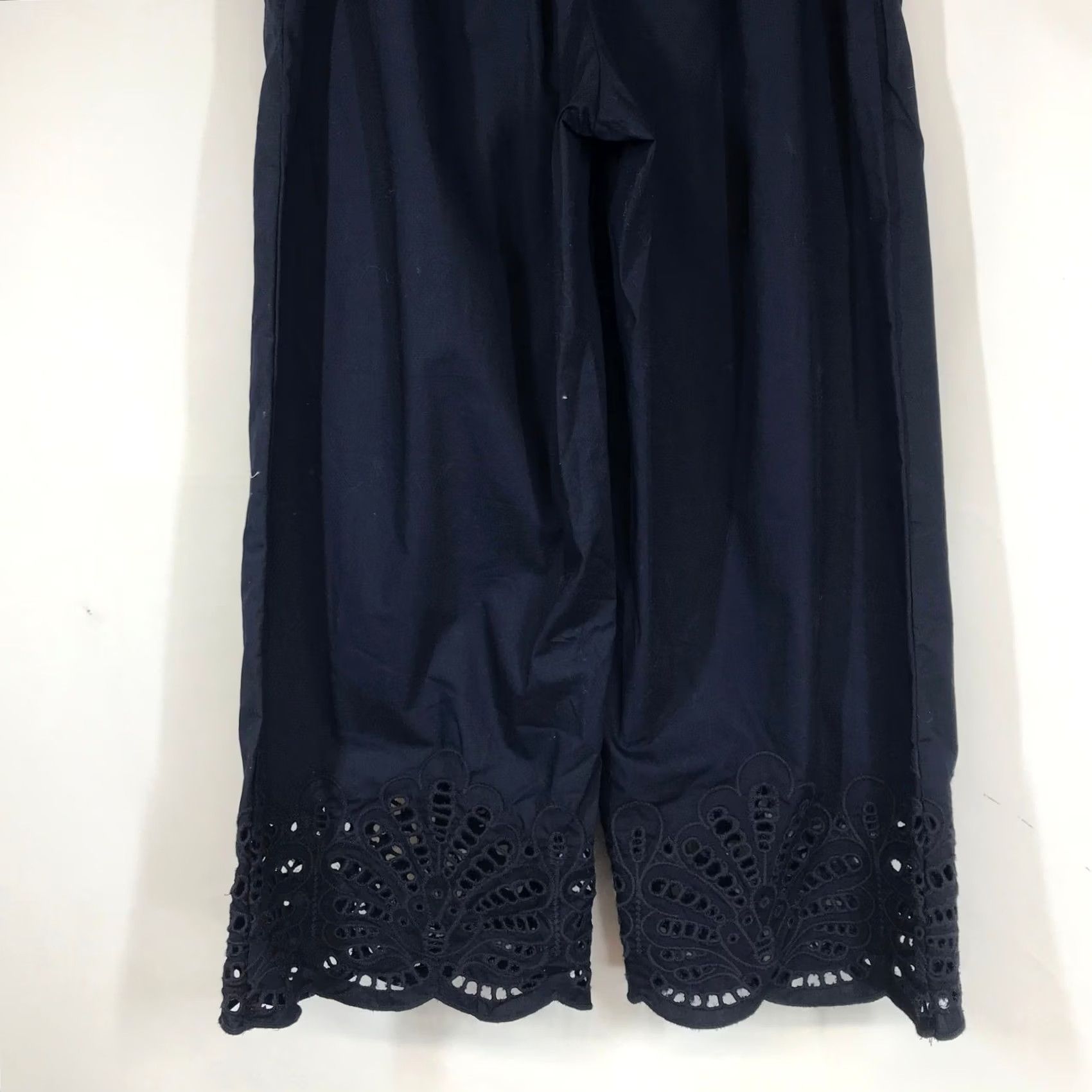 Talbots Talbots Blue Navy Wide Leg Culotte Pants Petite SP Eyelet Lace Hem Size 28" / US 6 / IT 42 - 6 Thumbnail