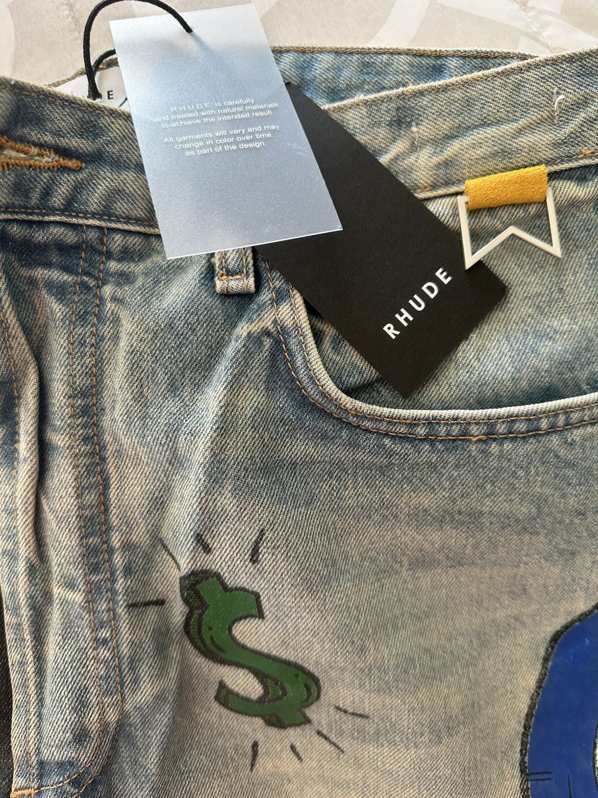 Rhude Rhude “Race Money Bull Graphic Denim Jeans Men’s Size 34-32 Size US 34 / EU 50 - 5 Thumbnail