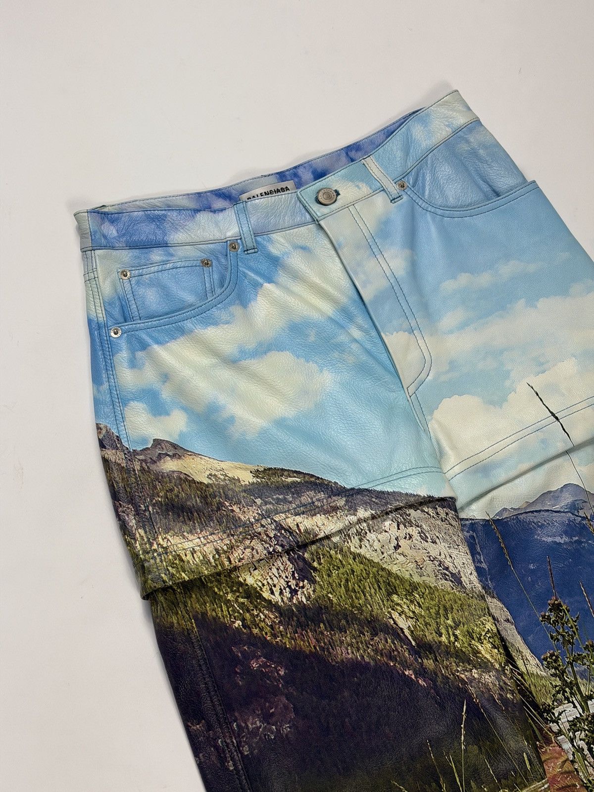 Balenciaga Balenciaga Spring 2018 3 Parts Leather Landscape Print Pants Size US 30 / EU 46 - 3 Thumbnail