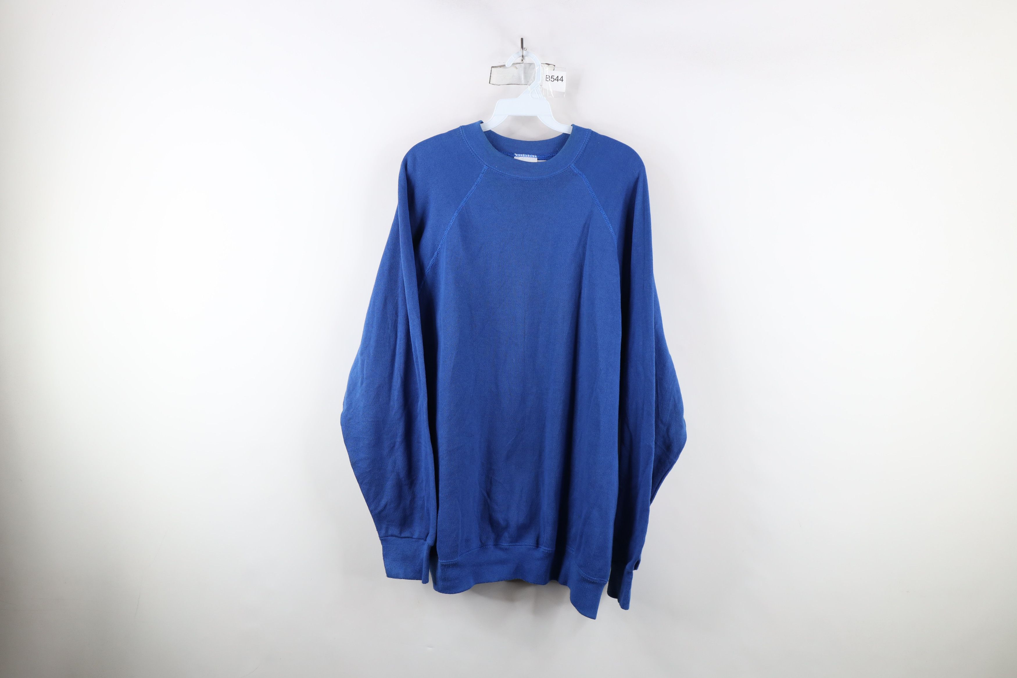 Vintage Vintage 80s 90s Streetwear Raglan Sweatshirt Royal Blue USA Size US XXL / EU 58 / 5 - 1 Thumbnail