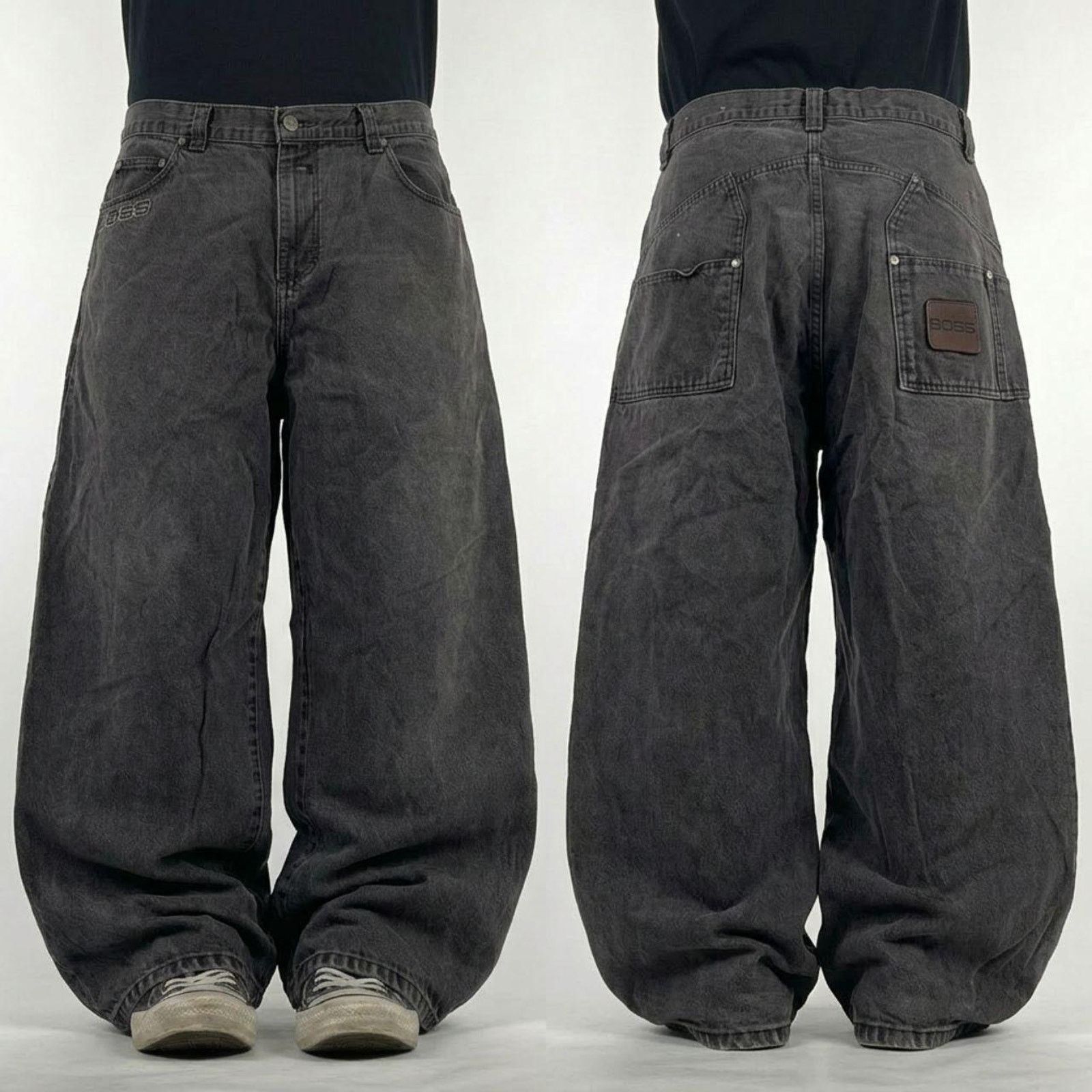Southpole × Vintage 00's Black Southpole Gold Tab Wide Leg Denim