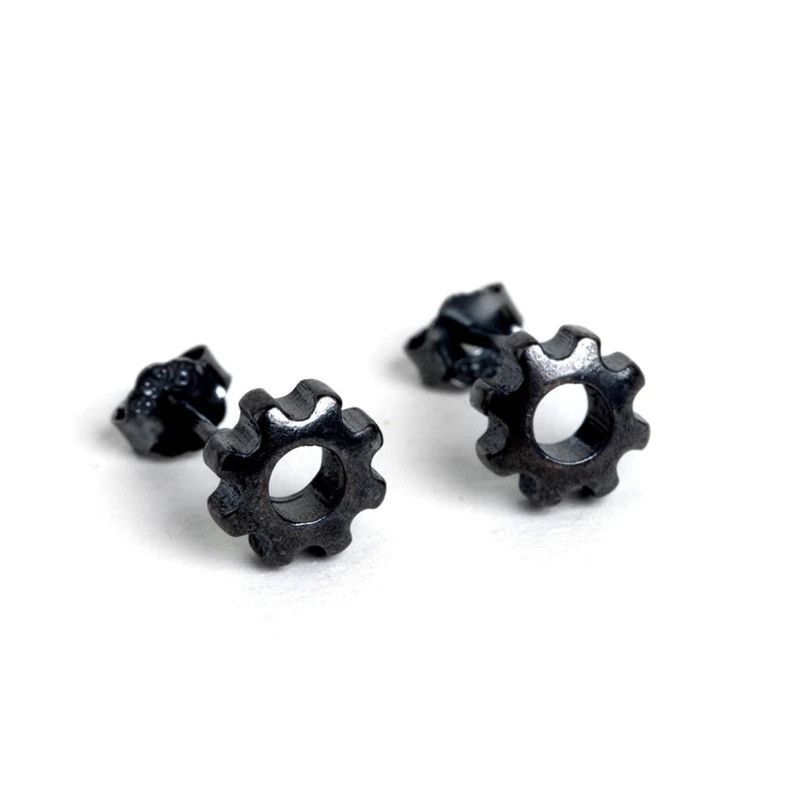 Jewelry Steampunk Gear Stud Earrings 925 Sterling Silver Ear Gift Size ONE SIZE - 6 Thumbnail