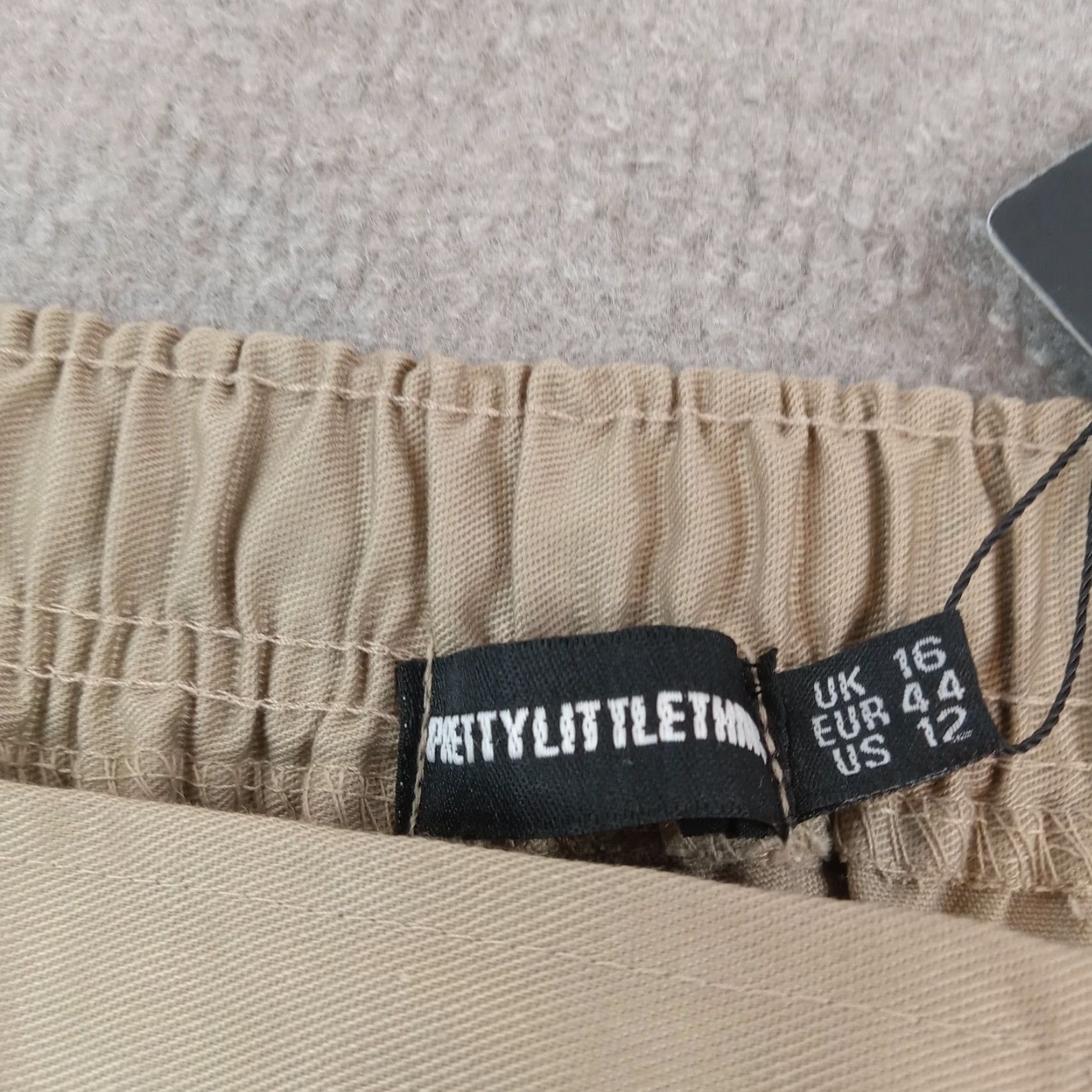 PrettyLittleThing Pretty Little Thing Brown Cargo Pants Womens 12 Ankle Wide Leg Stretch Cotton Size 34" / US 12 / IT 48 - 7 Thumbnail