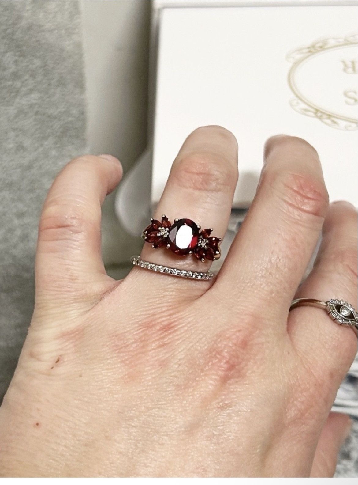Other Authentic Vintage 14kt Yellow Gold Garnet and Diamond Ring Size ONE SIZE - 6 Thumbnail