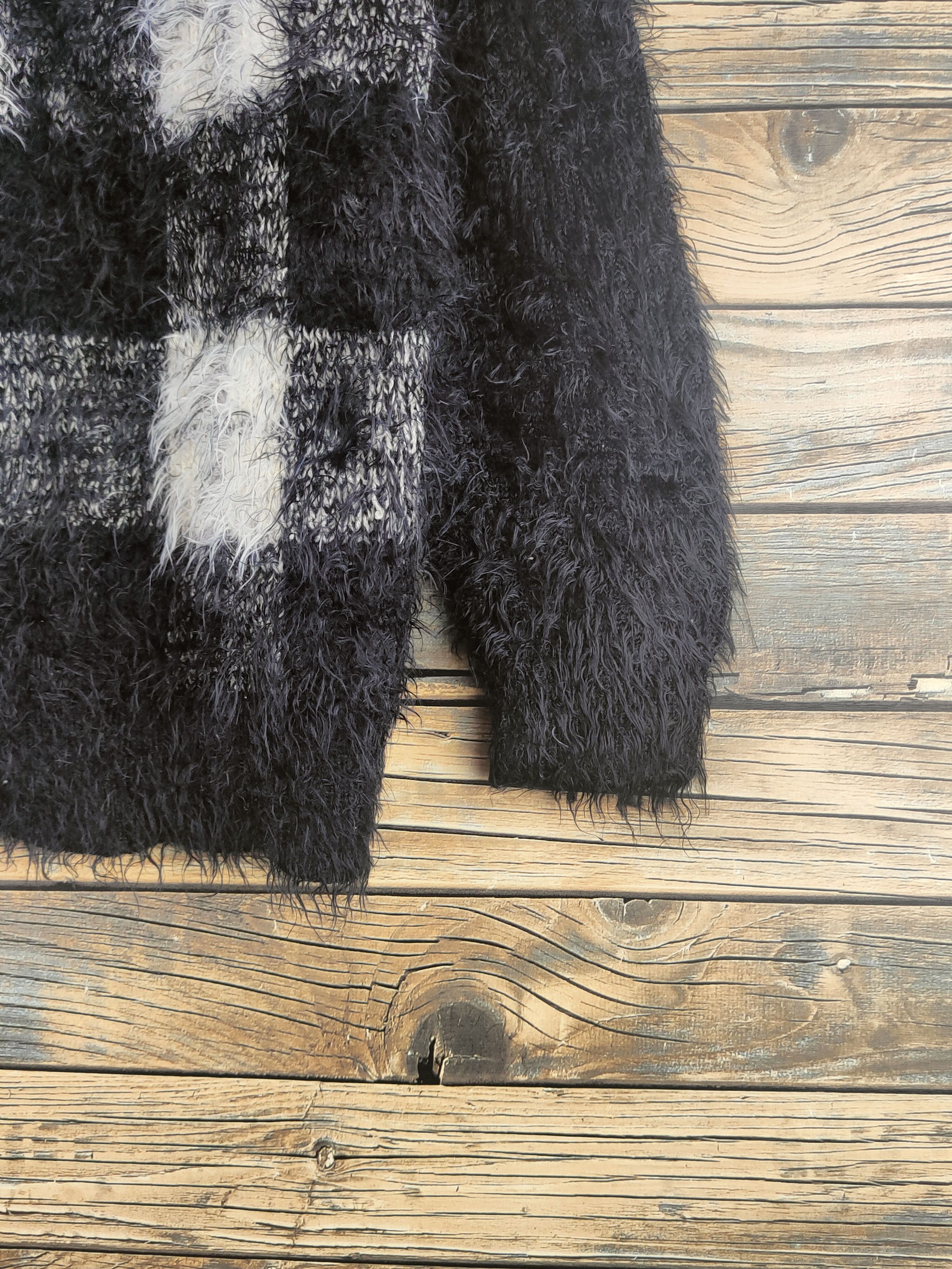 Japanese Brand DL Cifra Plus Black White Fur Mohair Knitwear #46-918 Size S / US 4 / IT 40 - 6 Thumbnail
