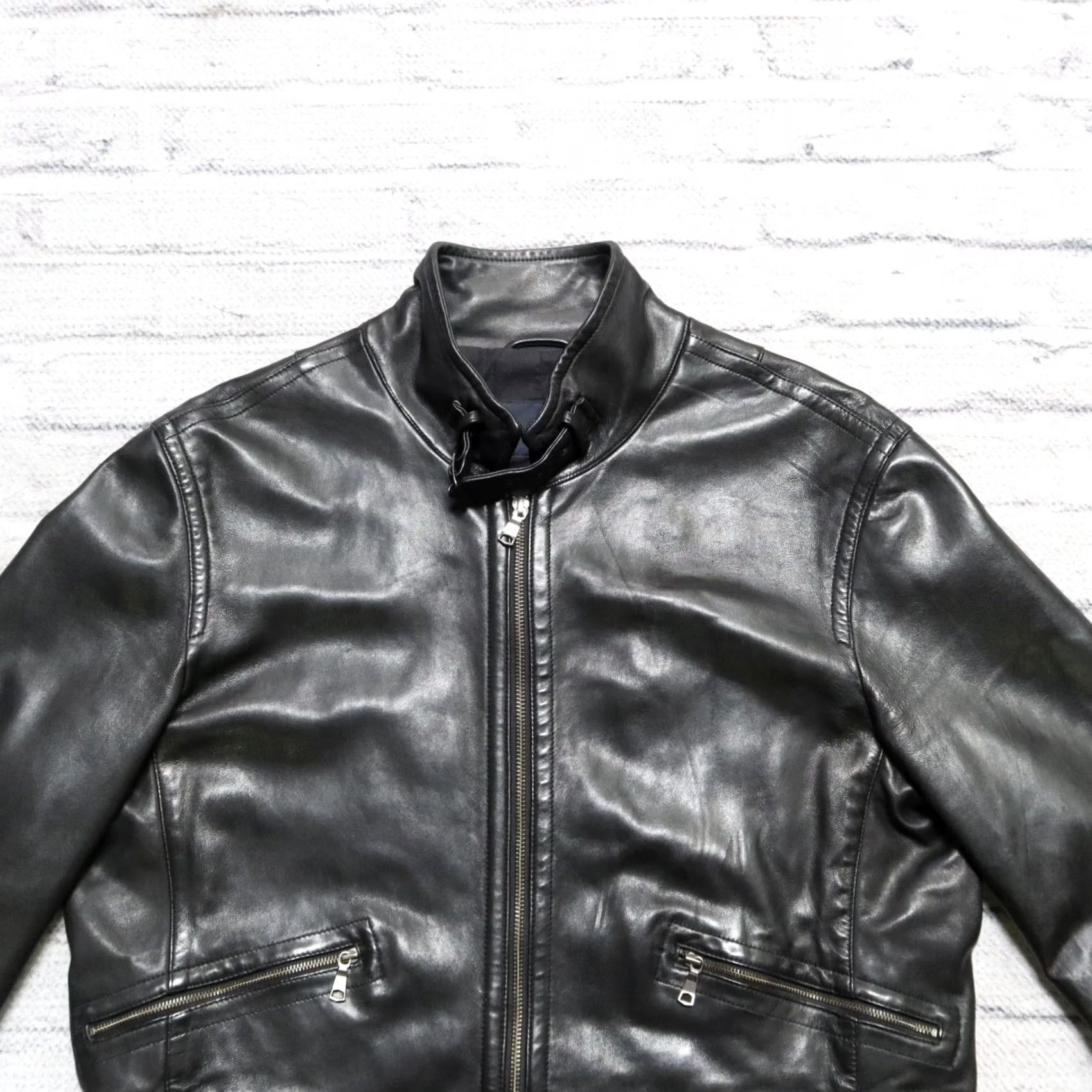 Banana Republic Banana Republic Leather Jacket Men Jacket M Black Vintage Motorcycle Cafe Racer Vtg Womens Mens Size US M / EU 48-50 / 2 - 2 Thumbnail