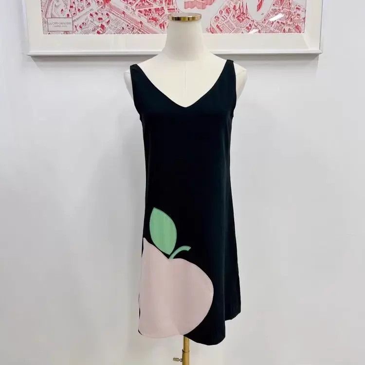 Moschino Moschino Black Apple Print 36 Women's Dress Size S / US 4 / IT 40 - 1 Thumbnail
