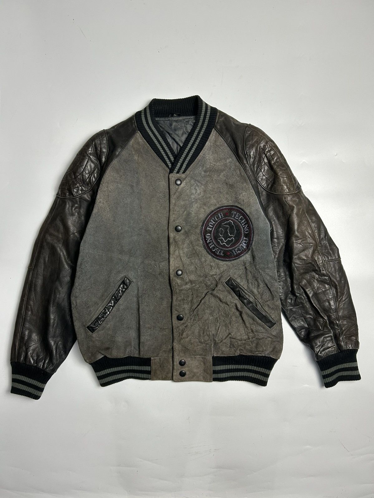 Japanese Brand VARSITY LEATHER JACKET TECHNO TOUCH Size US L / EU 52-54 / 3 - 1 Thumbnail