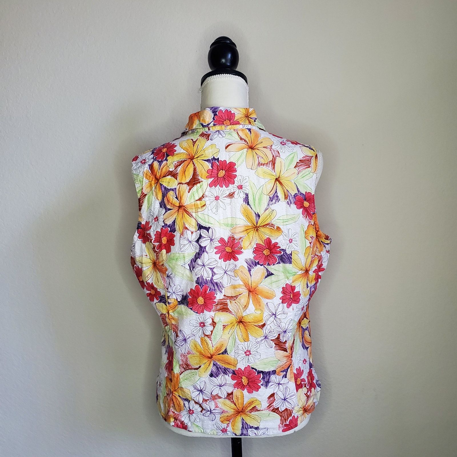 Other Talbots Floral Sleeveless Blouse Large Size L / US 10 / IT 46 - 3 Thumbnail