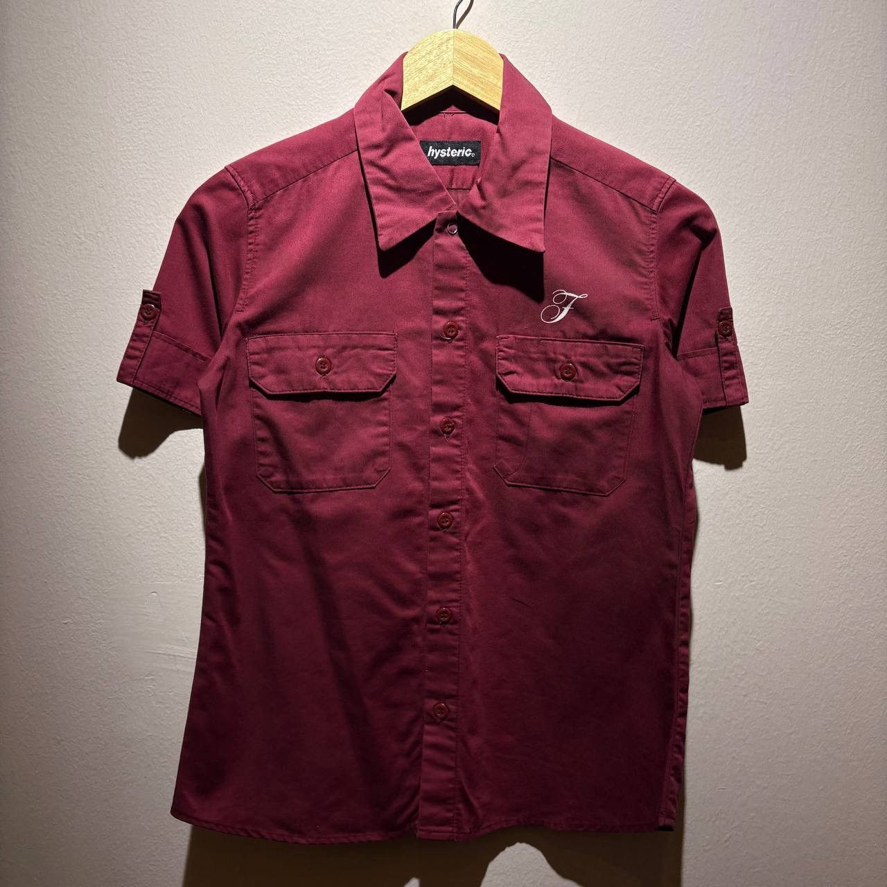 Hysteric Glamour Hysteric Glamour Red Burgundy Girl Short-Sleeved Work Shirt Size US S / EU 44-46 / 1 - 2 Thumbnail