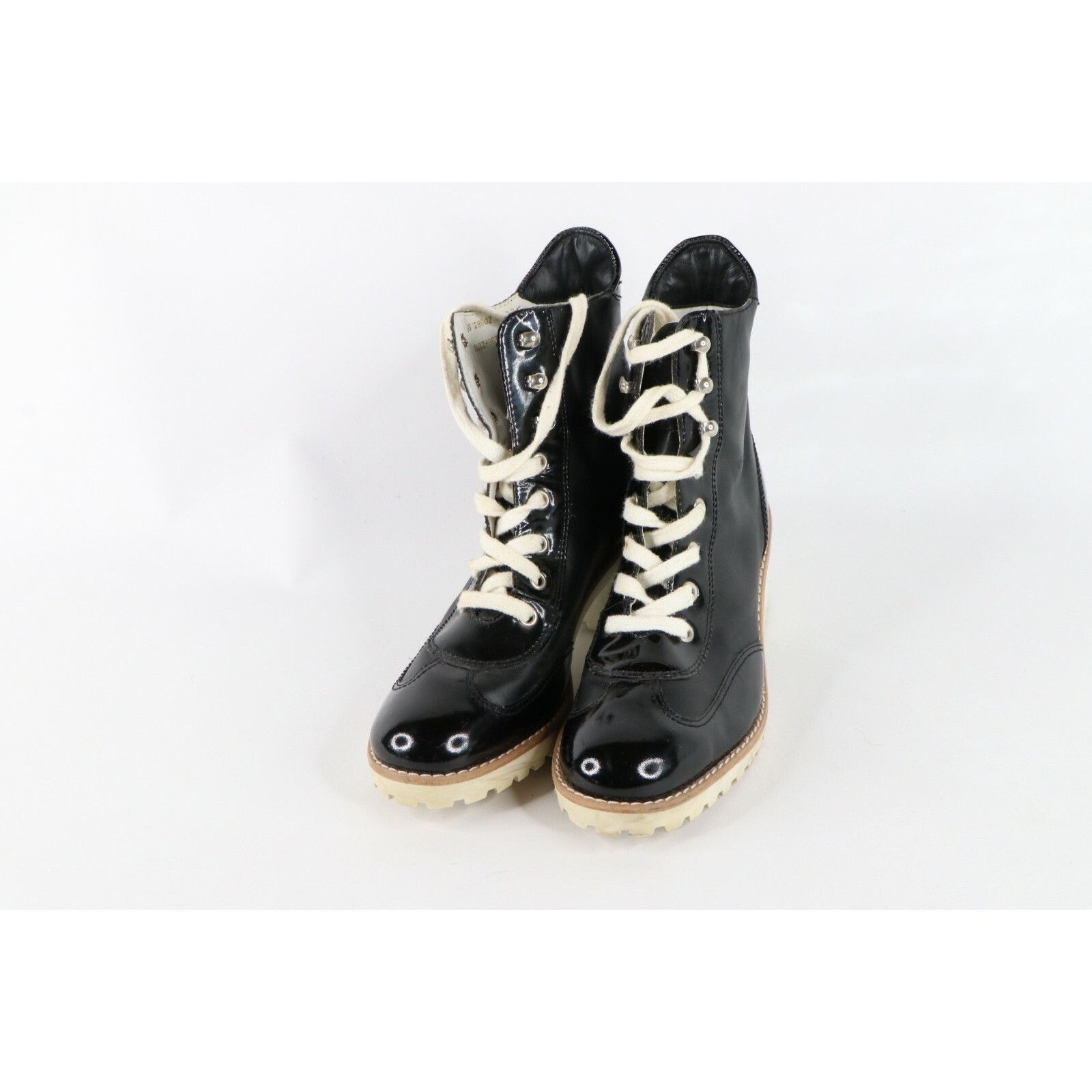 Vintage Vintage 90s Y2K Babydoll Patent Leather Heeled Combat Boots Size US 8 / IT 38 - 2 Thumbnail