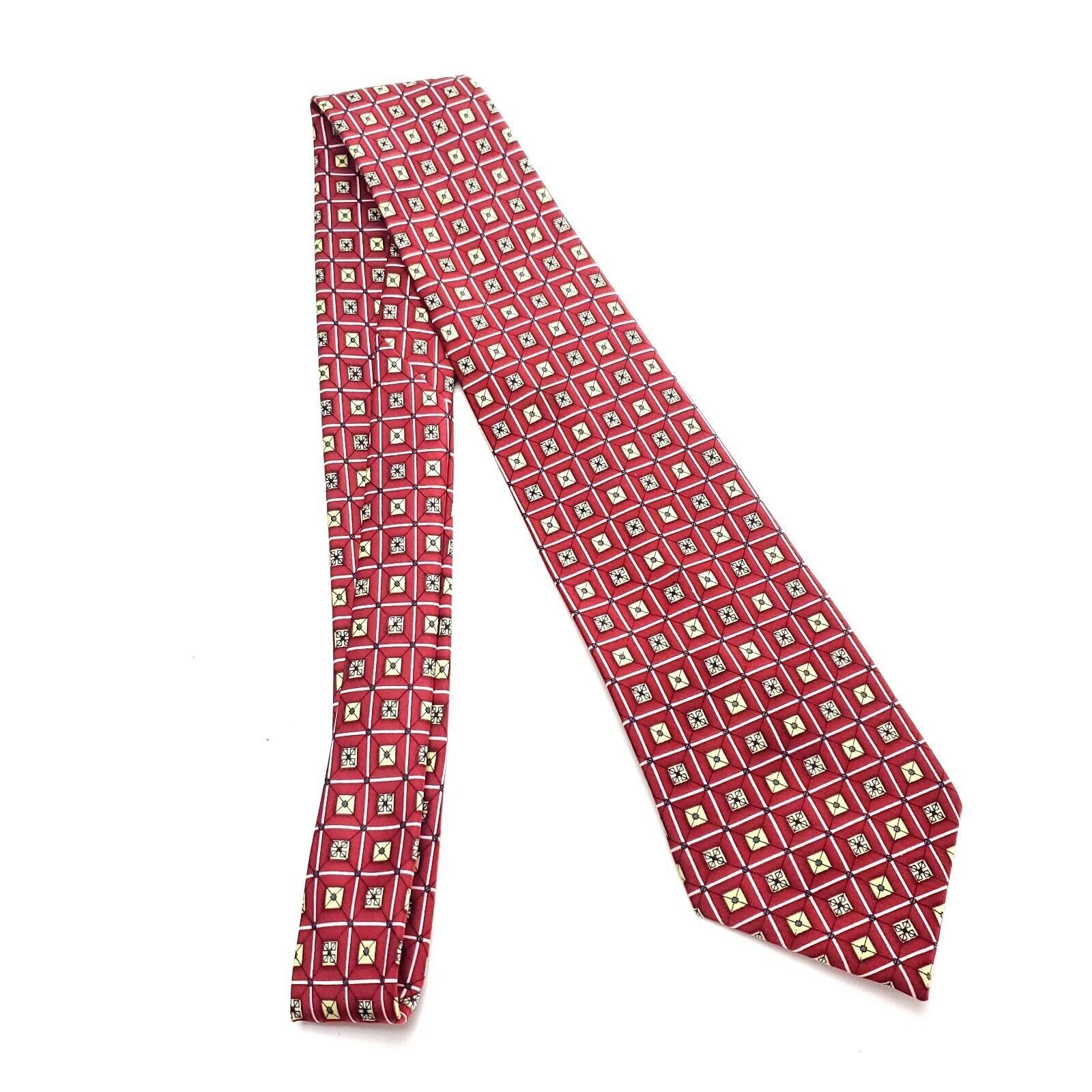 Designer Kai Long Handmade Silk Tie Print Red Geometric Size ONE SIZE - 5 Thumbnail