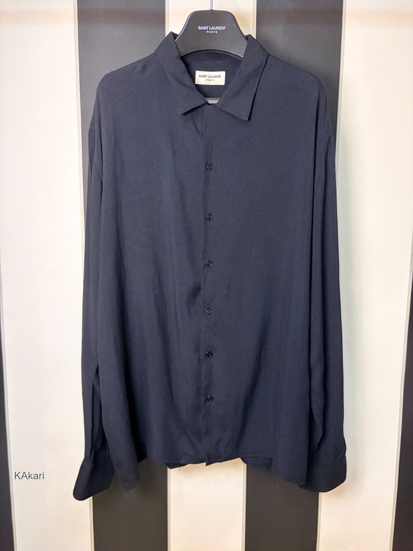 Saint Laurent Paris Saint Laurent SLP Fall/Winter 2014 Black Silk Shirt Size US S / EU 44-46 / 1 - 1 Thumbnail