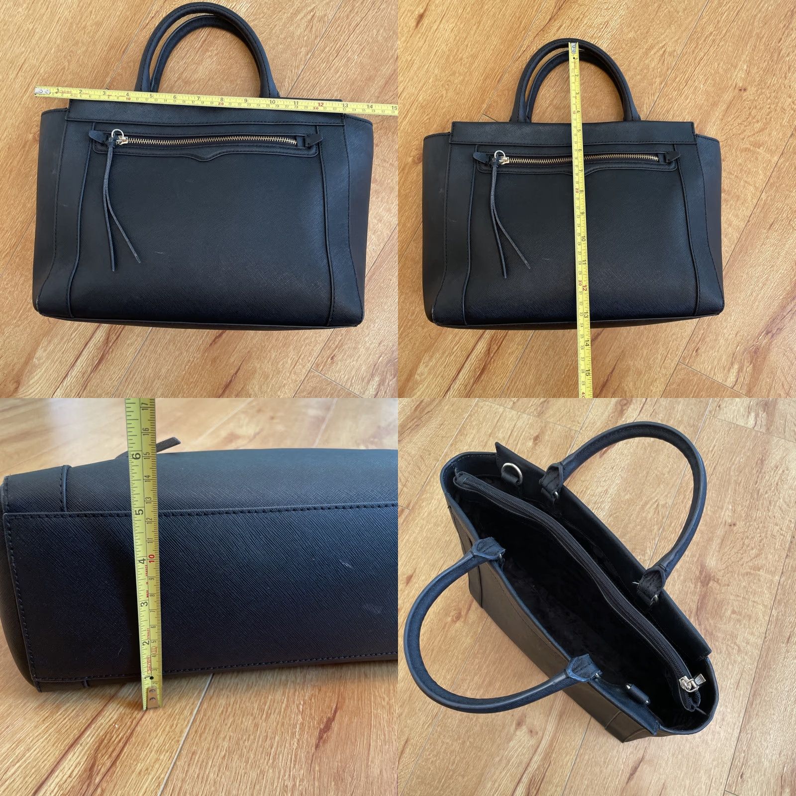 Rebecca Minkoff Rebecca Minkoff Mab Medium Leather Tote Bag Black Crossbody Crossgrain Leather Tote Bag Womens MAB Black Hardware Gold 2000s? Size ONE SIZE - 8 Thumbnail