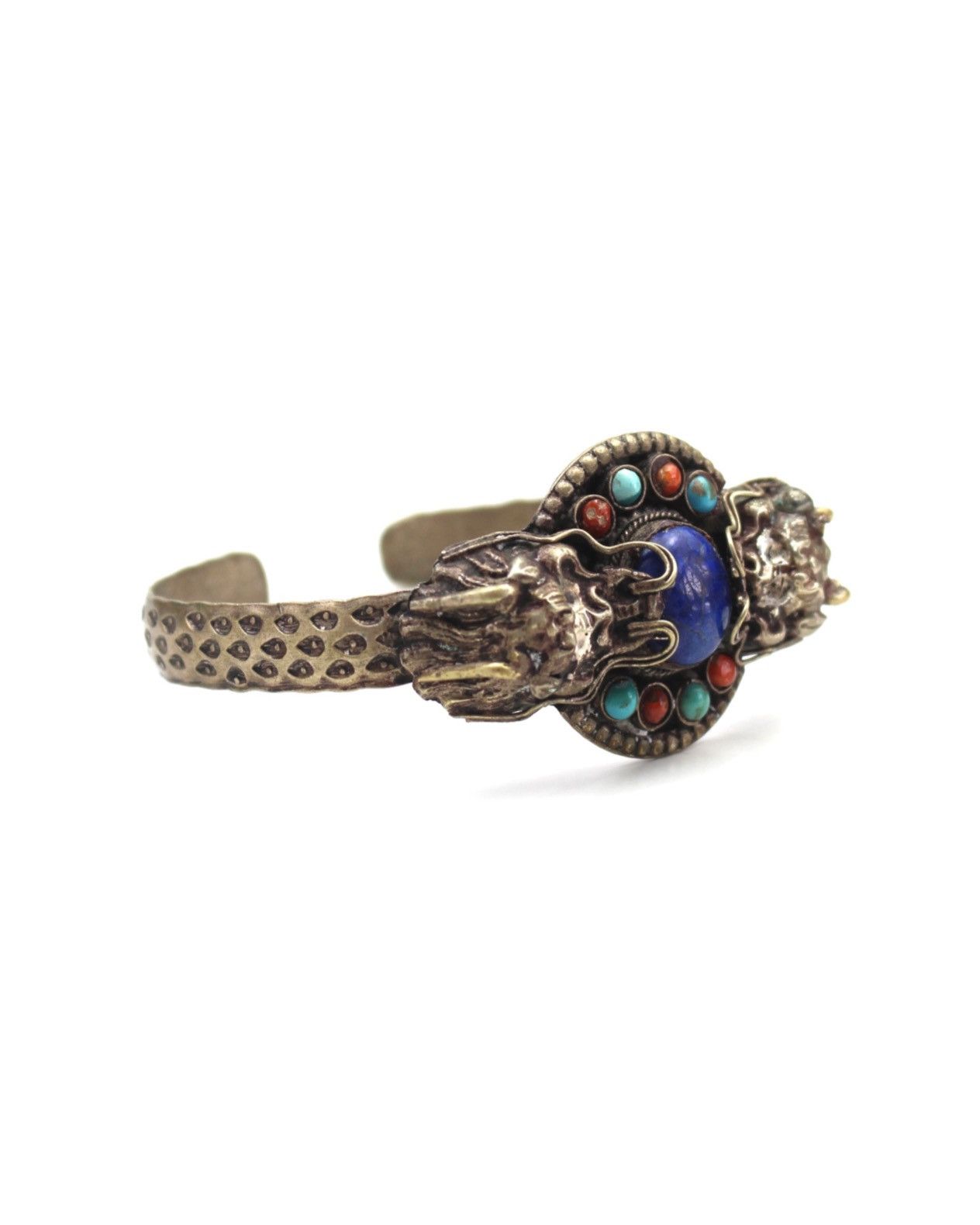 Vintage 1990S TIBETAN DRAGON CUFF BRACELET LAPIS LAZULI & TURQUOISE Size ONE SIZE - 1 Thumbnail