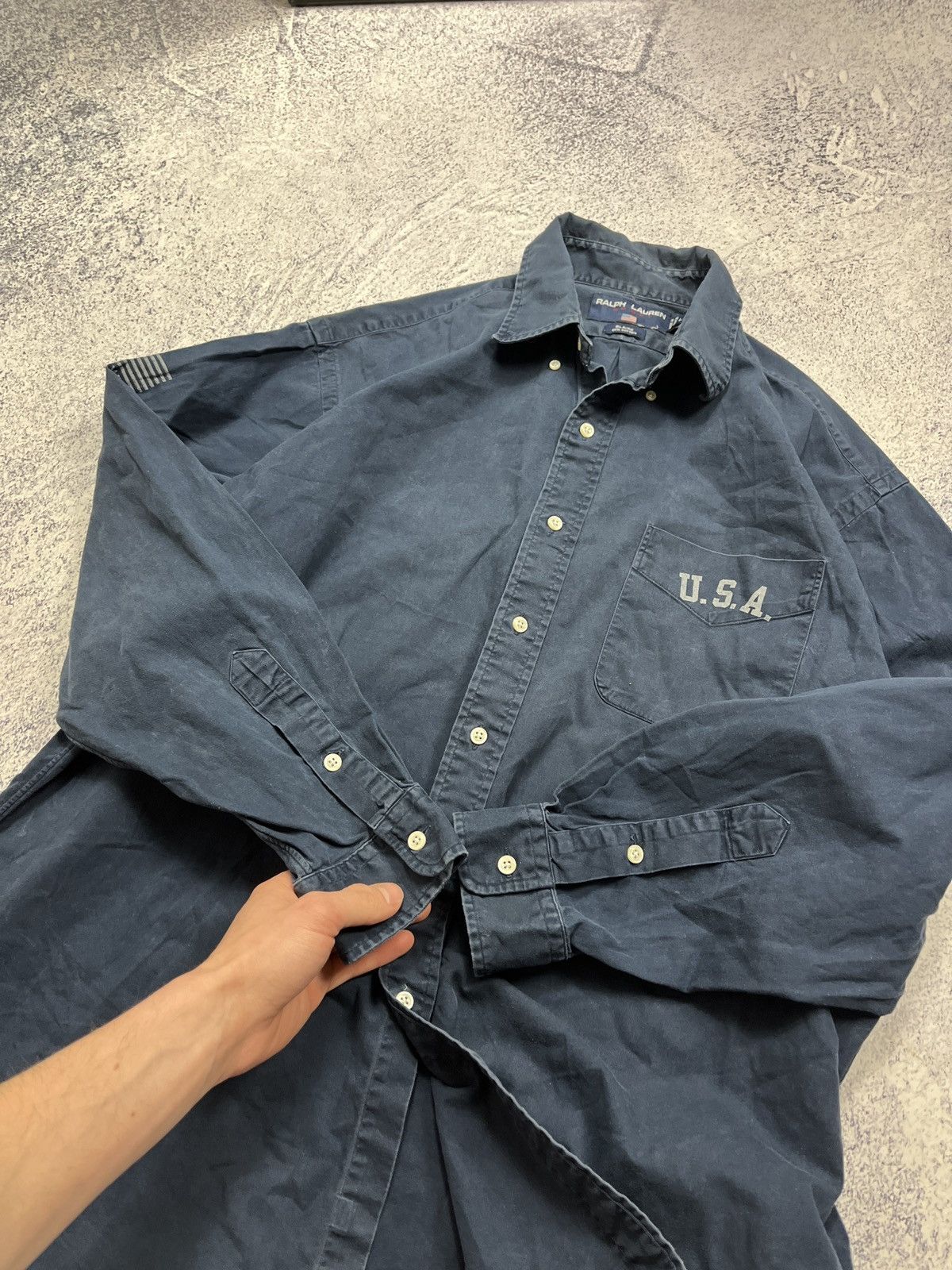 Polo Ralph Lauren × Ralph Lauren × Vintage Polo Sport Ralph Lauren USA Flag Longlseeve Shirt Button Up Size US L / EU 52-54 / 3 - 8 Thumbnail