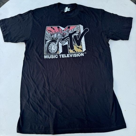 Designer × Mtv NEW MTV MOTORCYCLE LOGO BLACK T-SHIRT SZ LARGE L Size US L / EU 52-54 / 3 - 2 Thumbnail