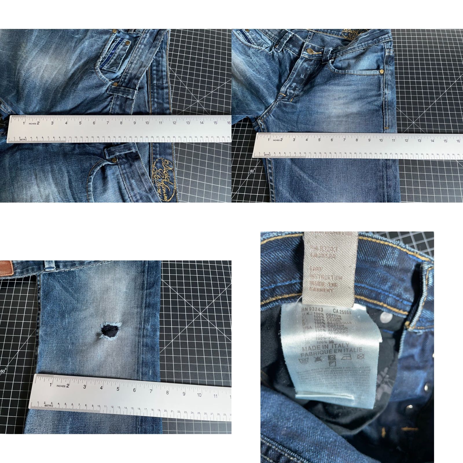 Diesel VINTAGE Diesel Slim Fit Jeans Men's 31 Dark Blue Distressed Denim Button Fly Low Rise Jeans Size US 32 / EU 48 - 8 Thumbnail