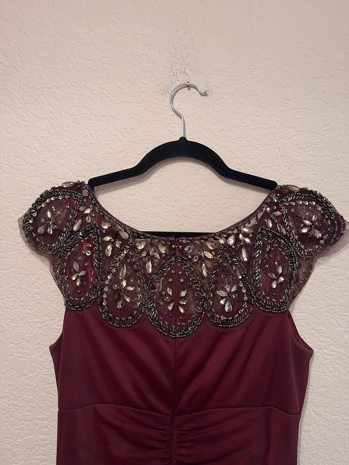 Unknown London Xscape Burgundy Beaded Evening Dress Size 8 Cocktail Dress Size M / US 6-8 / IT 42-44 - 10 Thumbnail