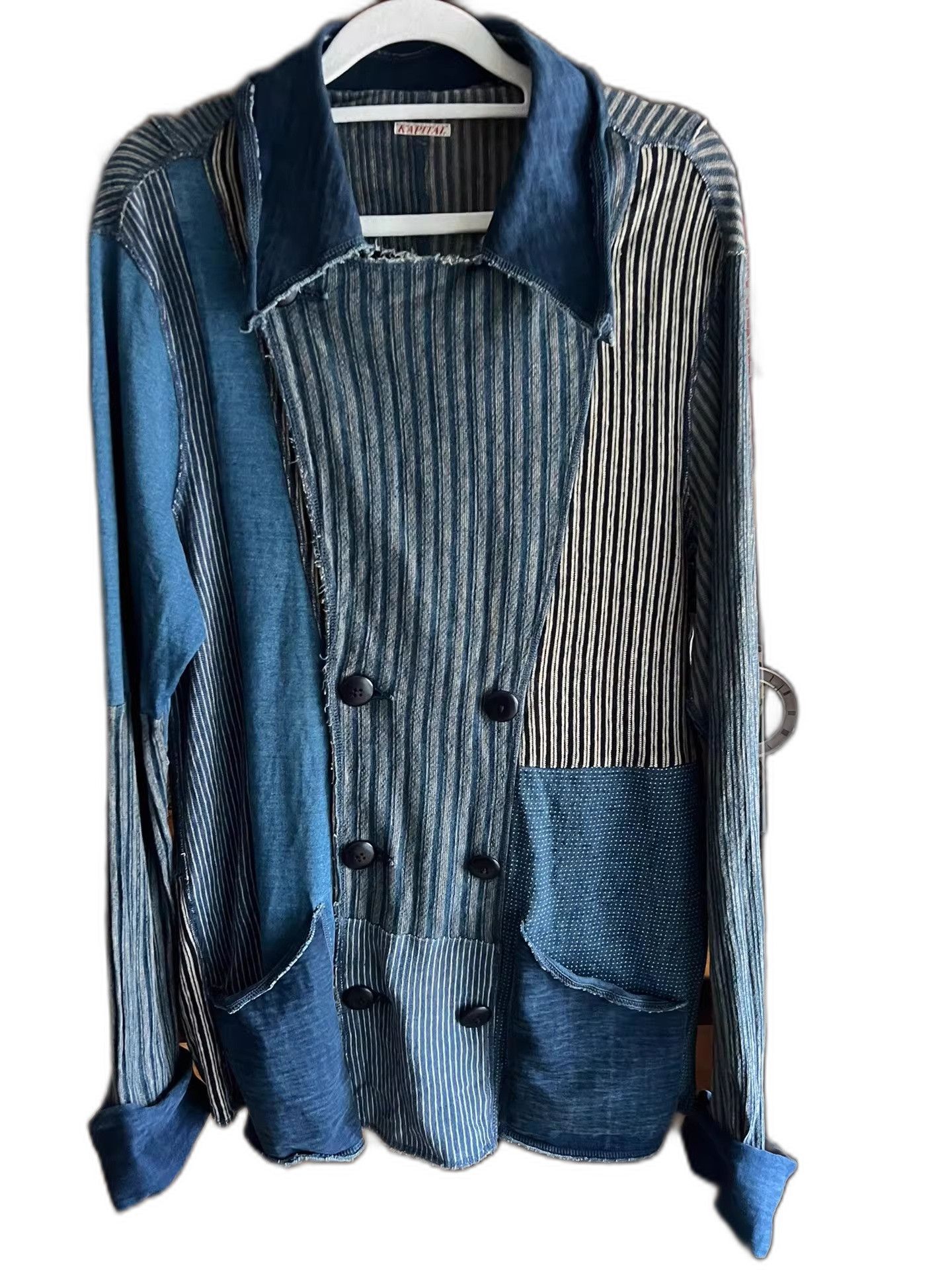 Kapital Kapital Indigo Patchwork Double-Breasted Jacket Size US XL / EU 56 / 4 - 1 Thumbnail