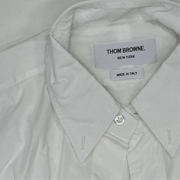 thom browne white dress shirt Thom Browne Gray Oxford Straight Fit Men Shirt