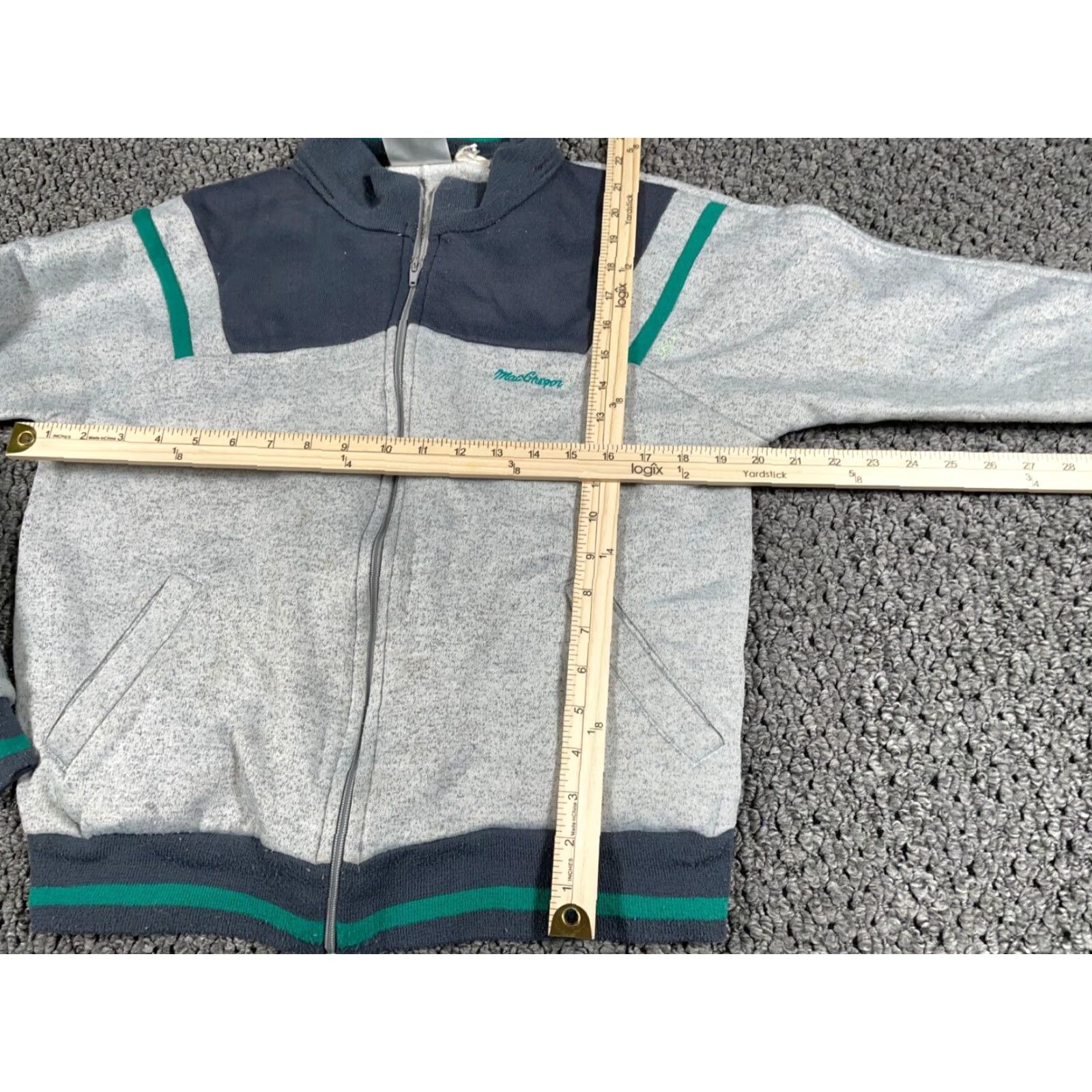 McGregor VTG 80s MacGregor Full Zip Sweatshirt Adult Medium Gray Green Retro Sports Tennis Mens Size US M / EU 48-50 / 2 - 6 Thumbnail