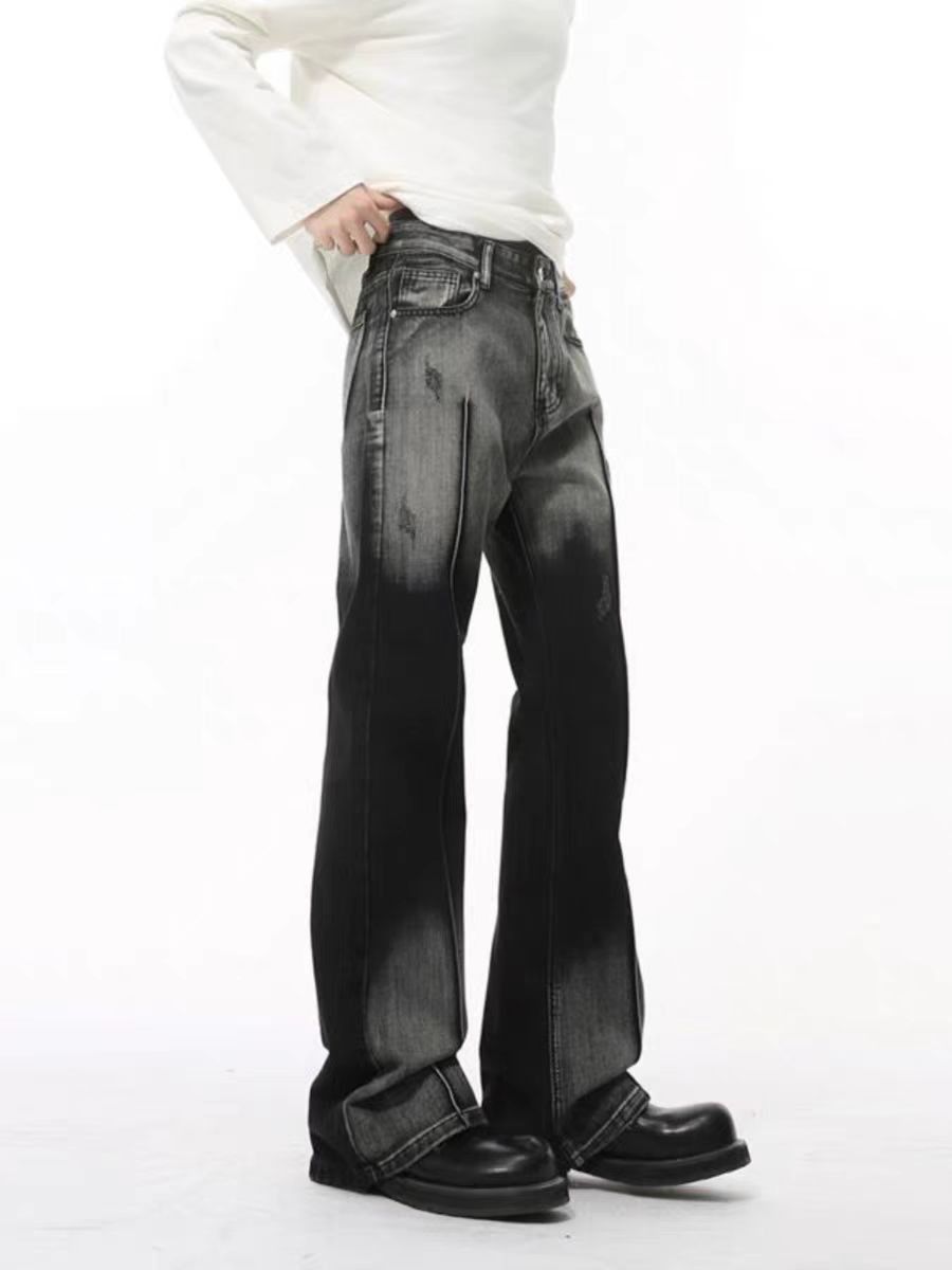 Japanese Brand × Jean Color blocking retro washed micro flared jeans Size US 32 / EU 48 - 2 Thumbnail