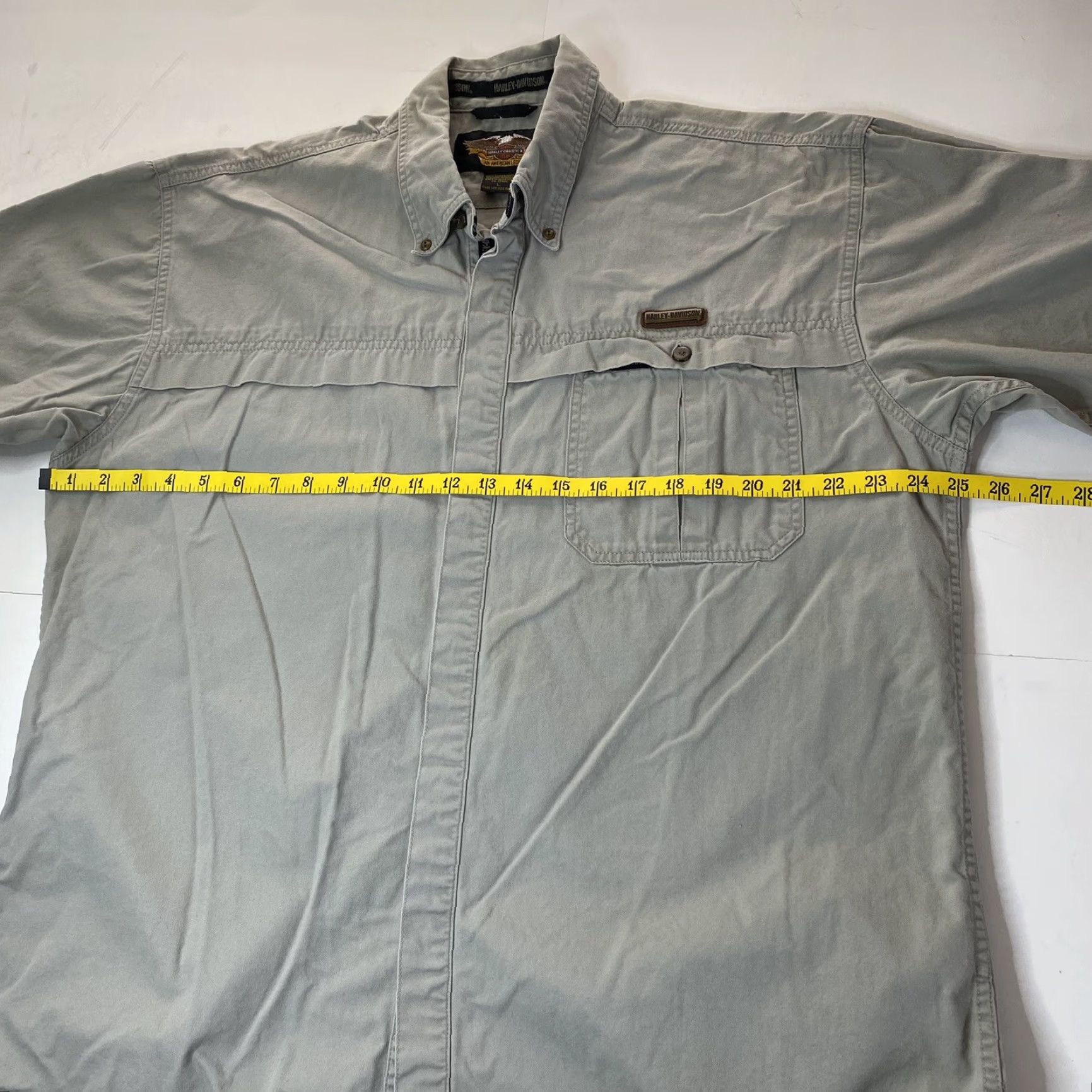 Harley Davidson VINTAGE Harley-Davidson Shirt Mens L Gray Button-Up Retro Casual Short Sleeve Graphic Print Logo 90s Mens Size US L / EU 52-54 / 3 - 5 Thumbnail
