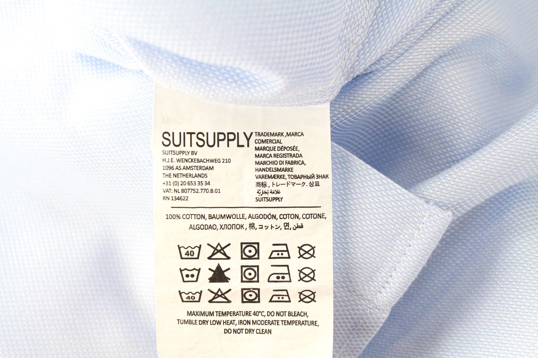 Suitsupply 43/17 Slim Blue Cotton Long Button-Up 72762 Size 42R - 6 Thumbnail