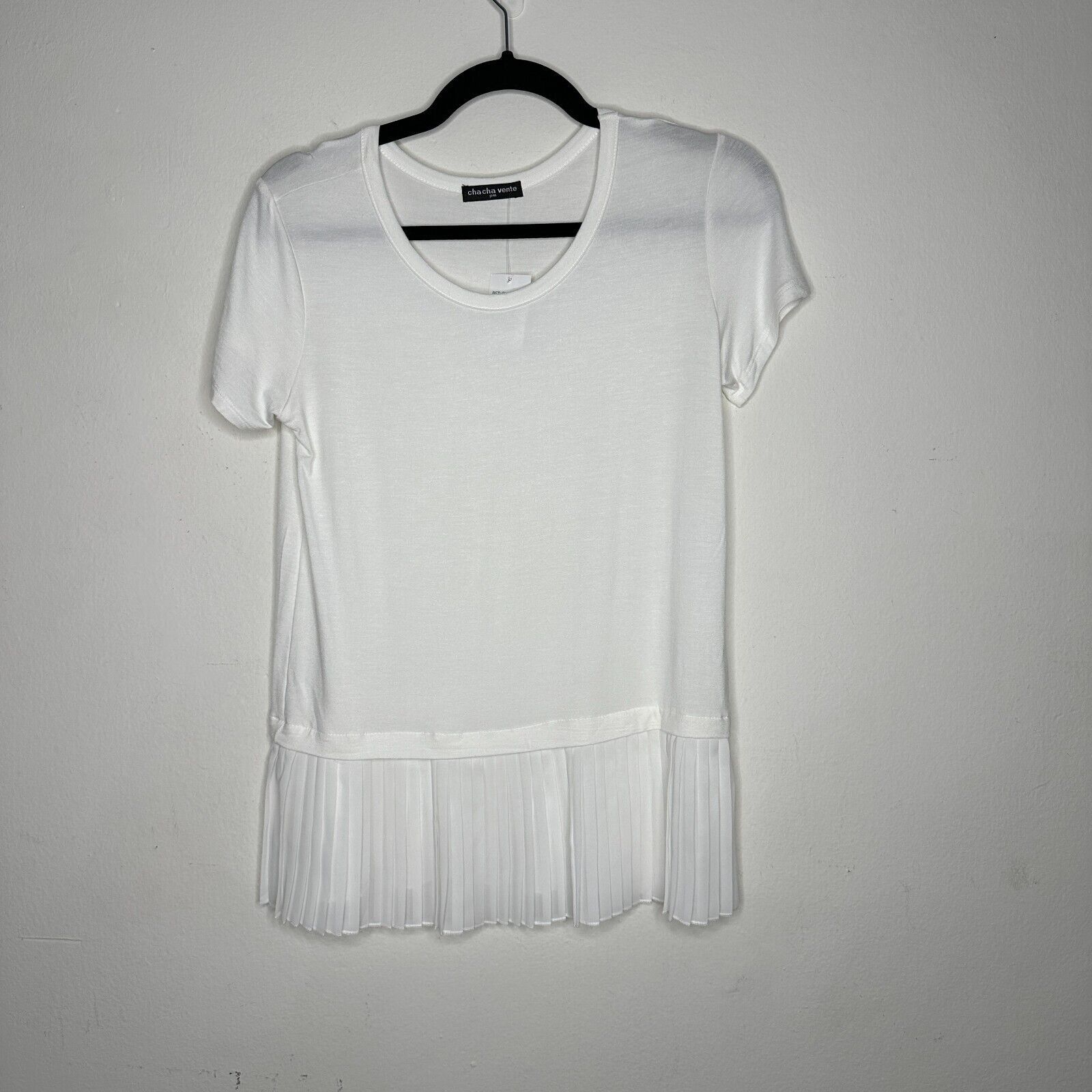 Other NWT Cha Cha Vente Ivory Pleated Short Sleeve Scoop Blouse PM Size M / US 6-8 / IT 42-44 - 4 Thumbnail