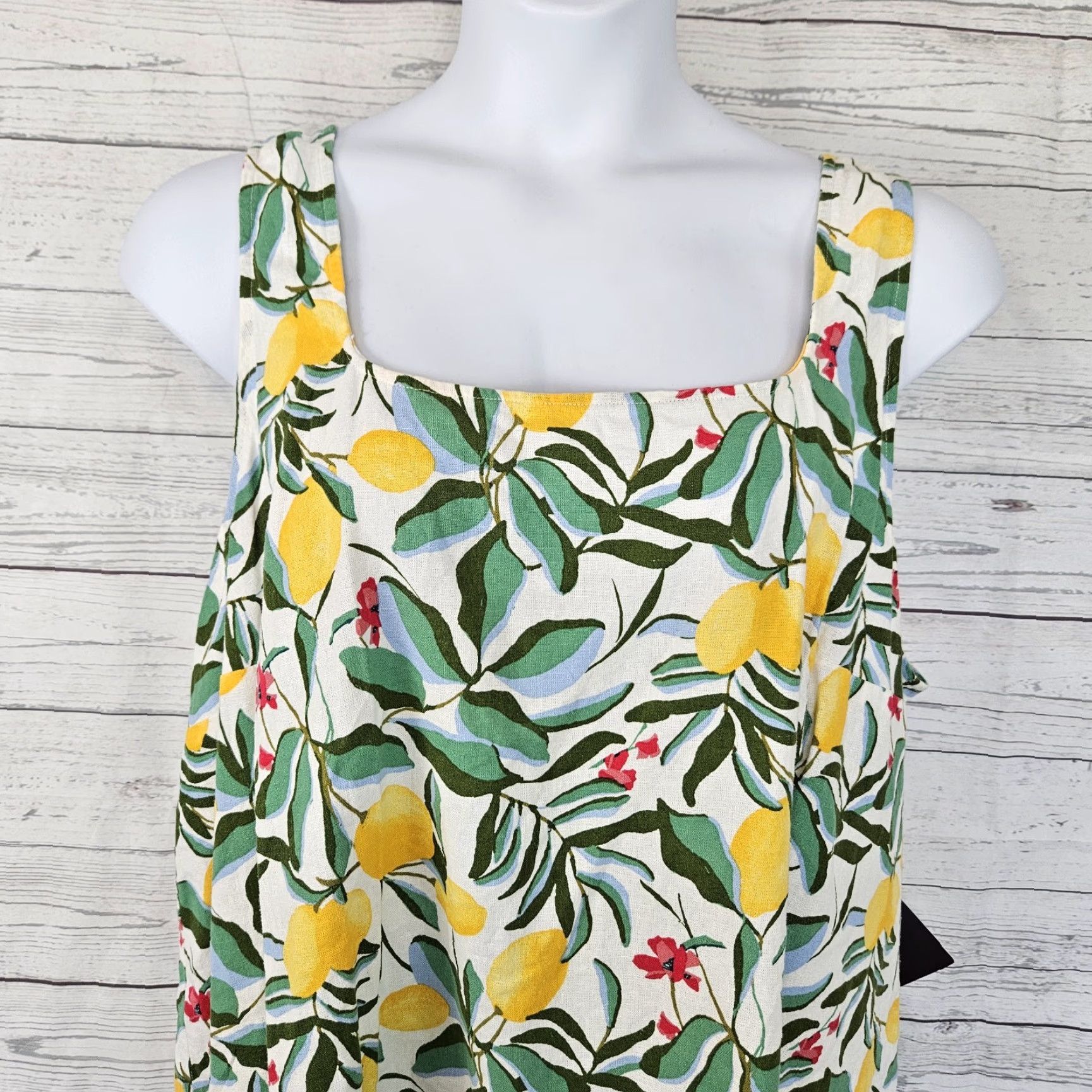 Vintage Ava & Viv Tank Top Womens 3X Yellow Linen Blend Rayon Print Size XXL / US 16-18 / IT 52-54 - 2 Thumbnail