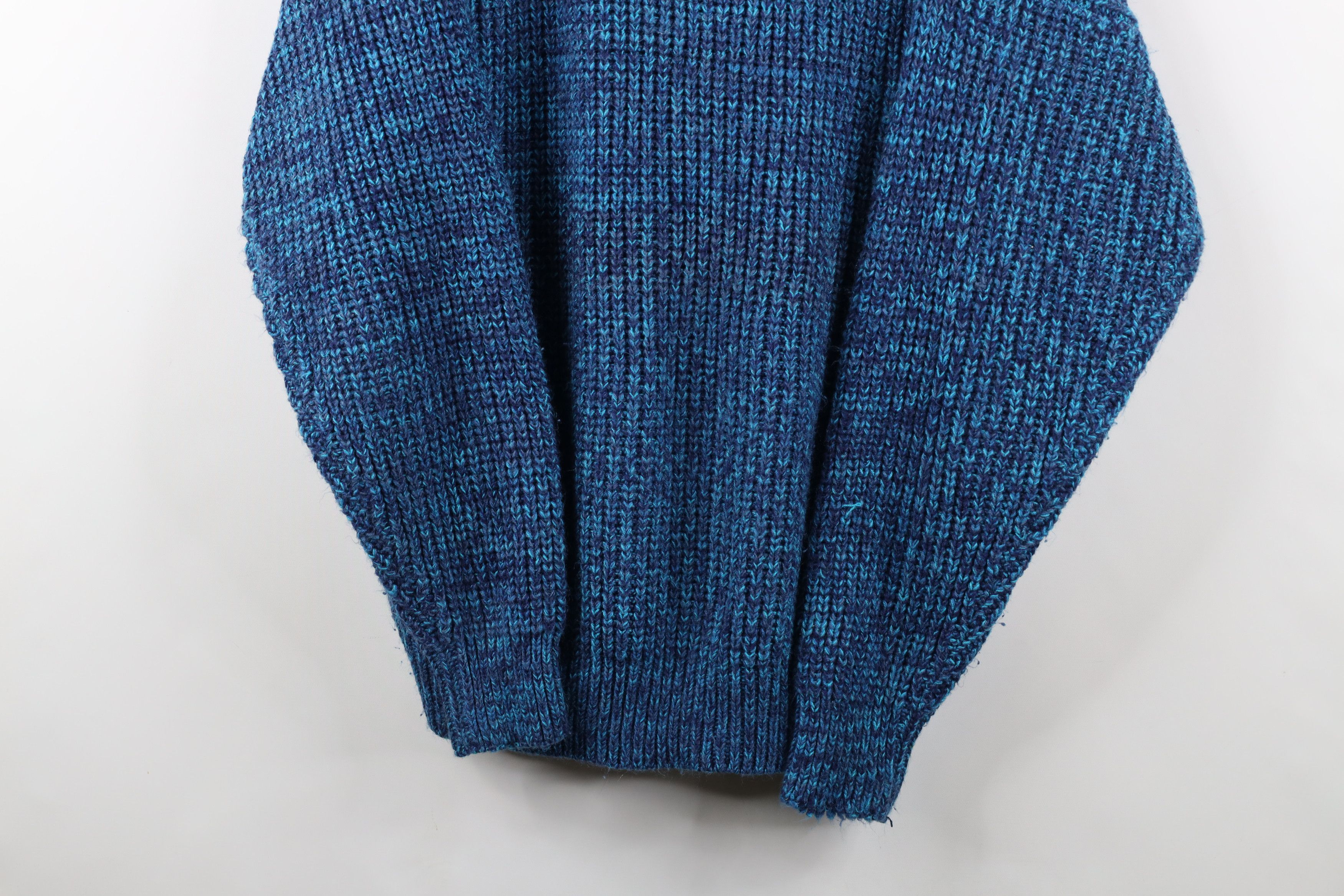 Vintage Vintage 90s Streetwear Ribbed Knit Crewneck Sweater Blue Size US XL / EU 56 / 4 - 3 Thumbnail