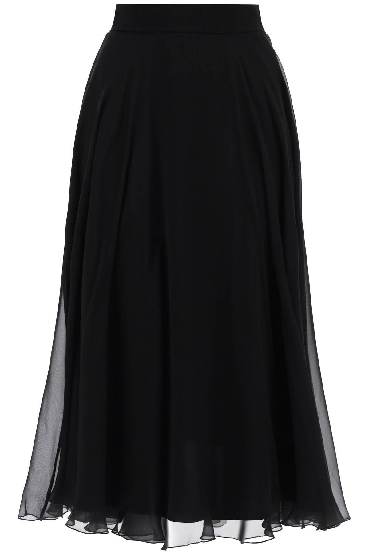 image of Dolce Gabbana Silk Flared Skirt With Wheel Size Eu 40 For Women in Nero