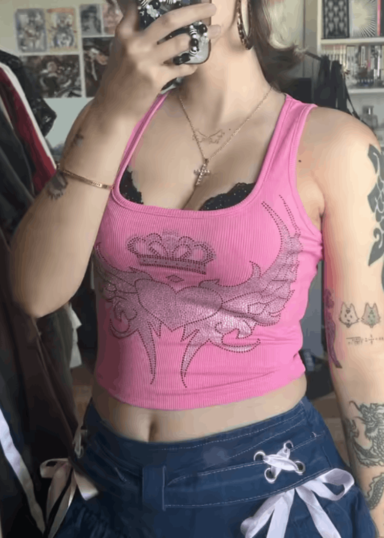 Other Y2k Pink Cropped Tank Top Size S / US 4 / IT 40 - 2 Thumbnail