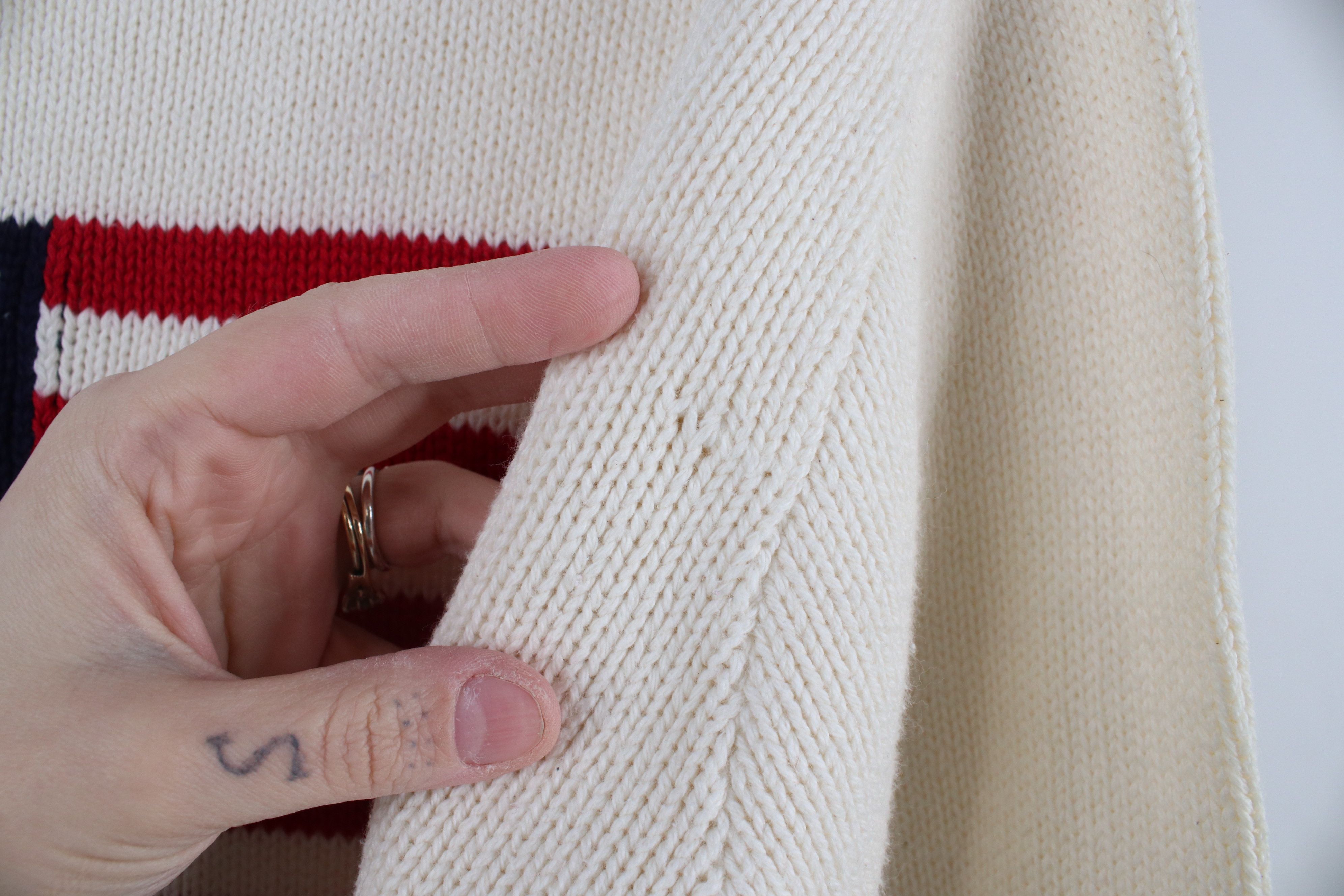 Vintage Vintage 90s Streetwear Flag Cotton Knit Sweater Cream USA Size XL / US 12-14 / IT 48-50 - 5 Thumbnail