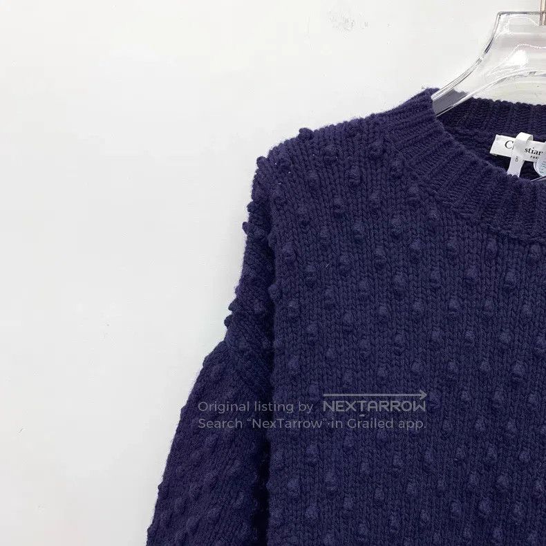 Dior Dior Dark blue jacquard wool round-neck long-sleeved knitt Size XS / US 0-2 / IT 36-38 - 3 Thumbnail