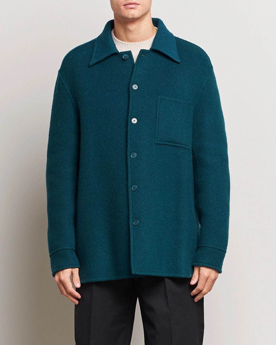 Lanvin o1y0225 Solid Color Shirt in Emerald Green Size US M / EU 48-50 / 2 - 2 Thumbnail