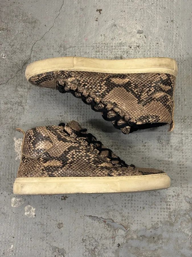 Vintage Balenciaga Arena Beige Python Leather High Sneakers Size US 10 / EU 43 - 9 Thumbnail