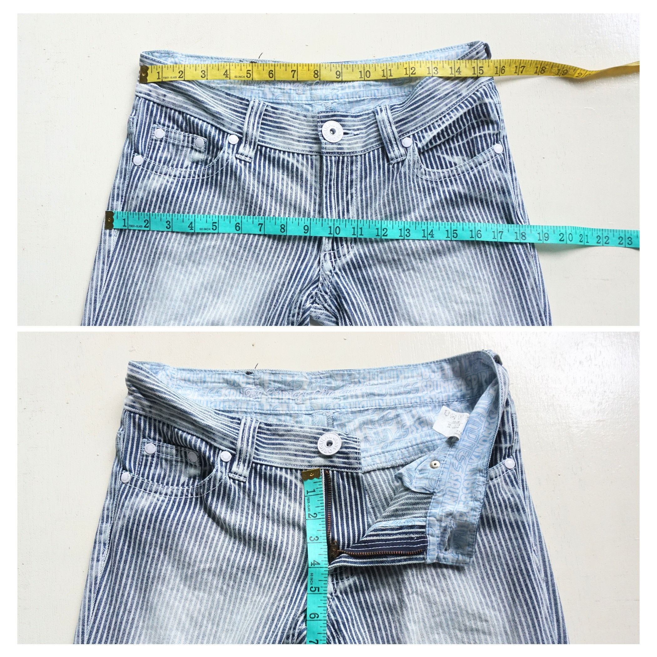 Japanese Brand Spunky Hickory Striped Low Rise Ripped Jeans Size 30" / US 8 / IT 44 - 8 Thumbnail