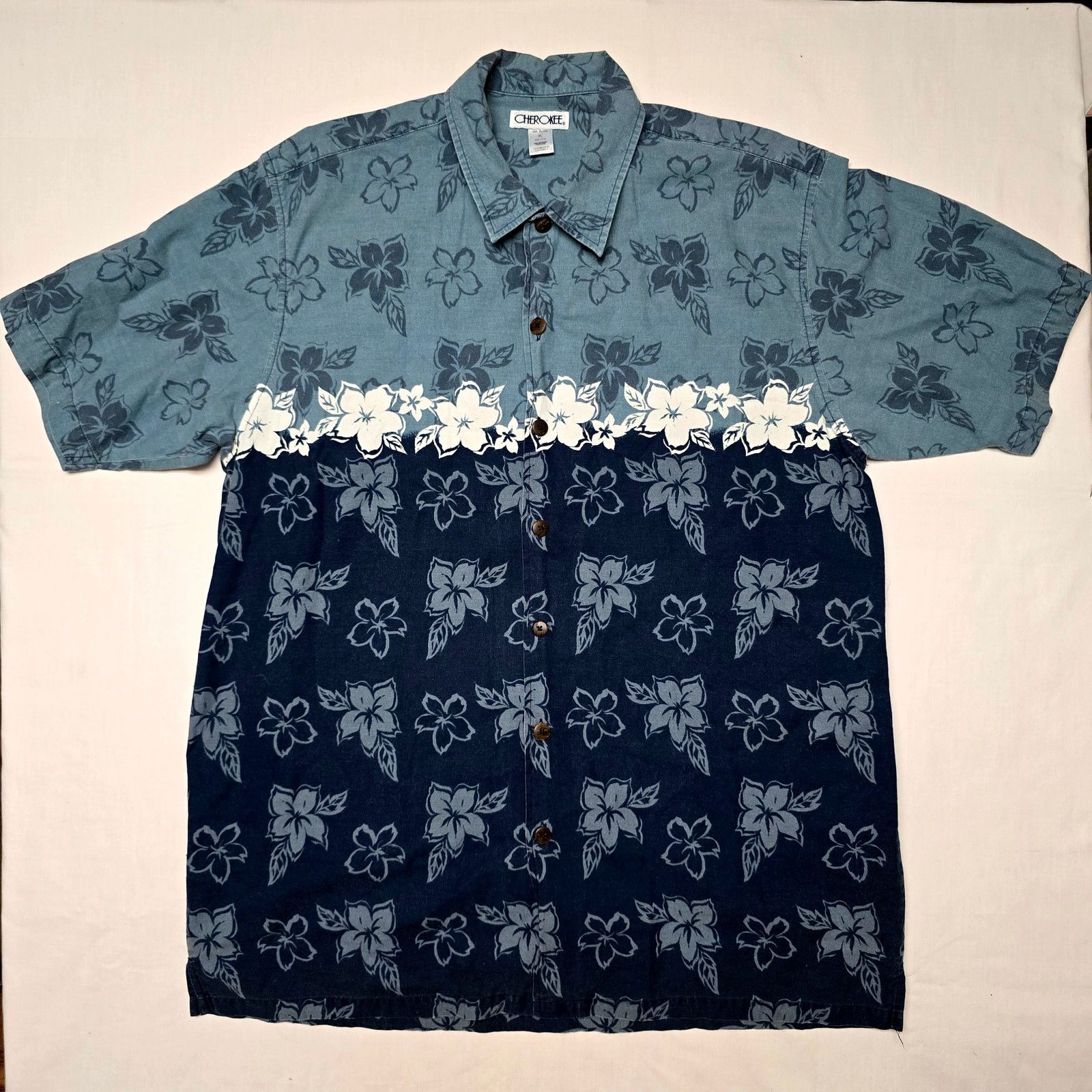 Cherokee × Vintage Floral Hawiian Cherokee XL Flower Tropical Beach Blue Shirt Size US XL / EU 56 / 4 - 1 Thumbnail
