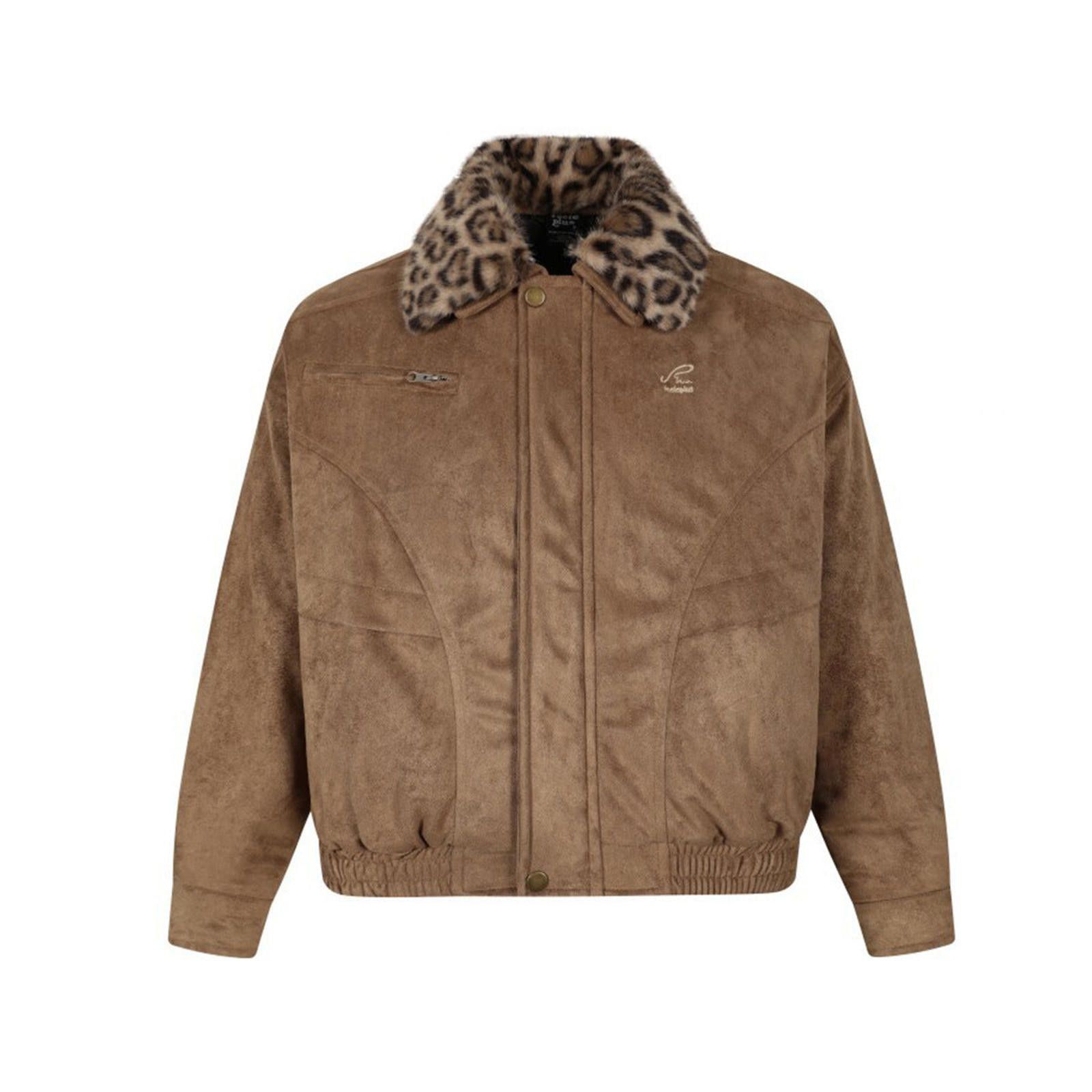 Vintage Brown Bomber Jacket with Leopard Faux Fur Collar Size US M / EU 48-50 / 2 - 3 Thumbnail