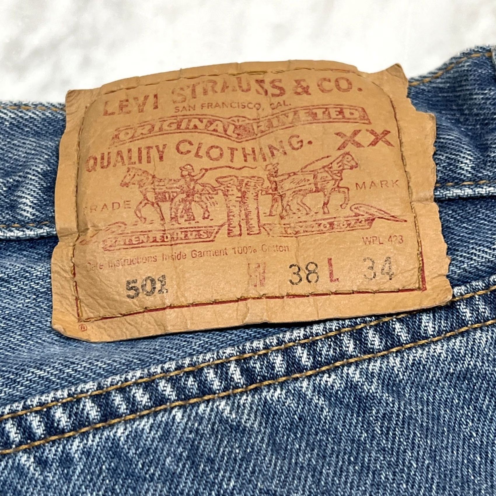 Levi's VINTAGE Levi's 501 Jeans Men Regular Fit Stamp Button Fly Blue 90s USA 38x34 33x34 (Adjusted to include key details) Size US 36 / EU 52 - 7 Thumbnail