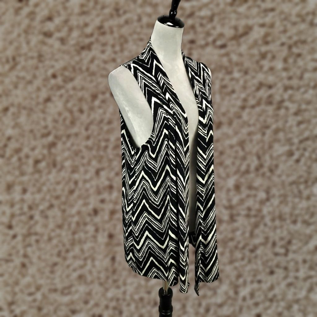Vintage VINTAGE Chico's Cardigan Vest Shirt Women L Black Chevron Open Front 2 Size L / US 10 / IT 46 - 1 Thumbnail