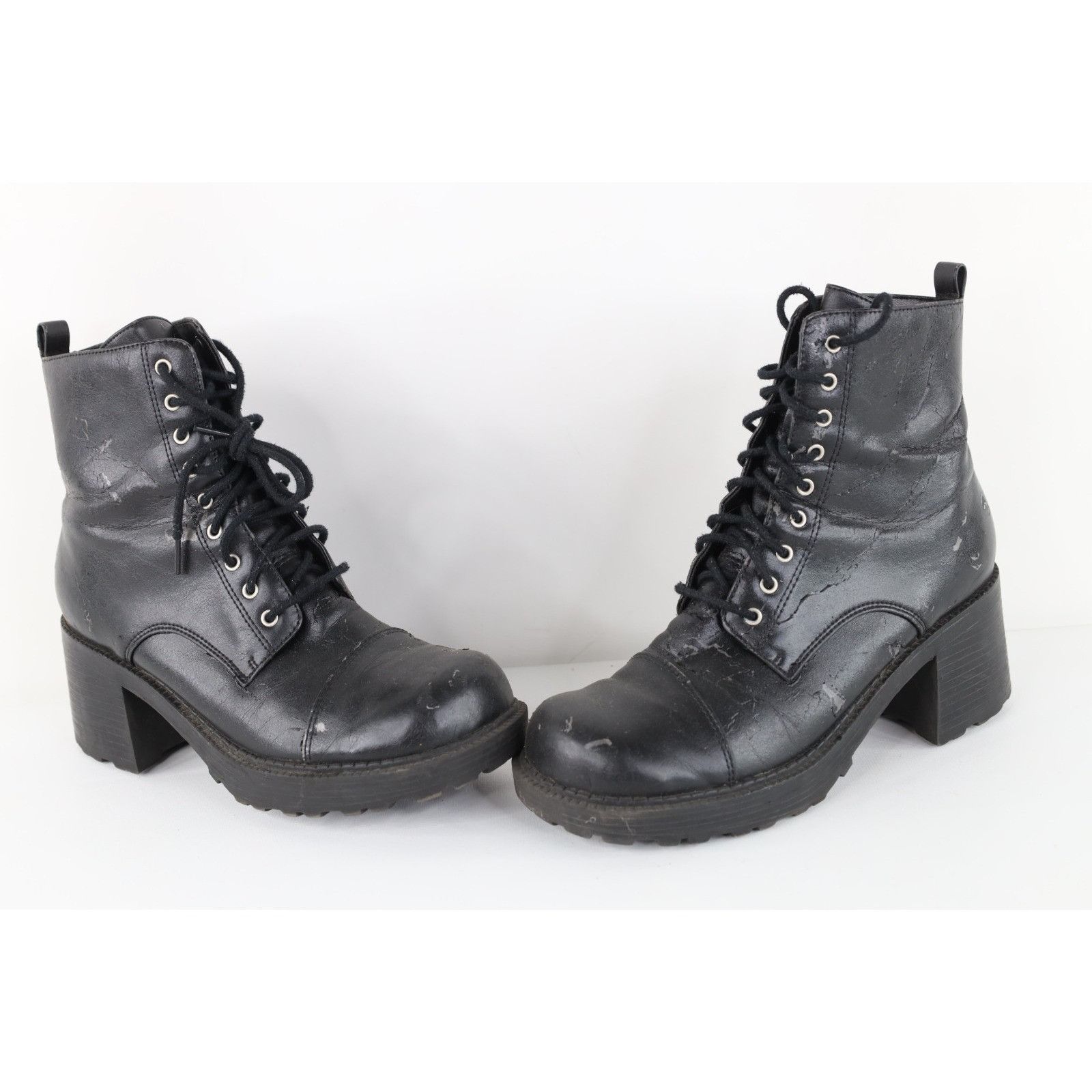 Vintage Vintage 90s Y2K Streetwear Distressed Chunky Heeled Boots Size US 7.5 / IT 37.5 - 1 Thumbnail