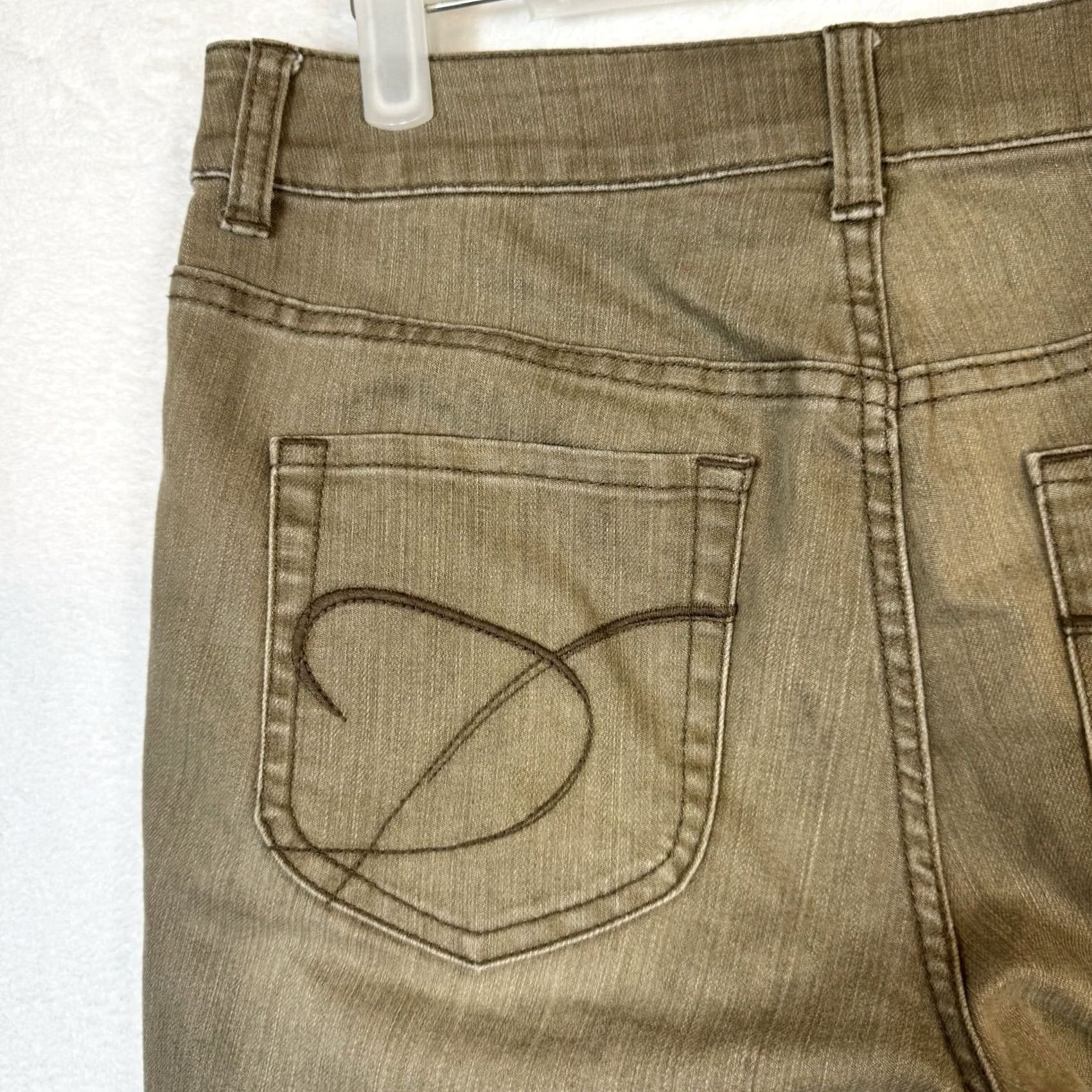 Vintage Chico's Platinum Denim Jeans Women's 0.5 XS Tan Stretch Whiskered Straight Leg Jeans Size 26" / US 2 / IT 38 - 7 Thumbnail