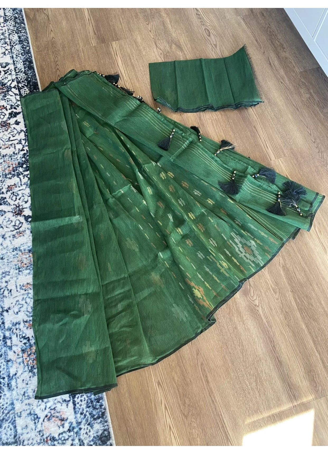 Other Indian Bollywood Saree Jamdani Dhakai 2pc Green saree Size ONE SIZE - 2 Thumbnail