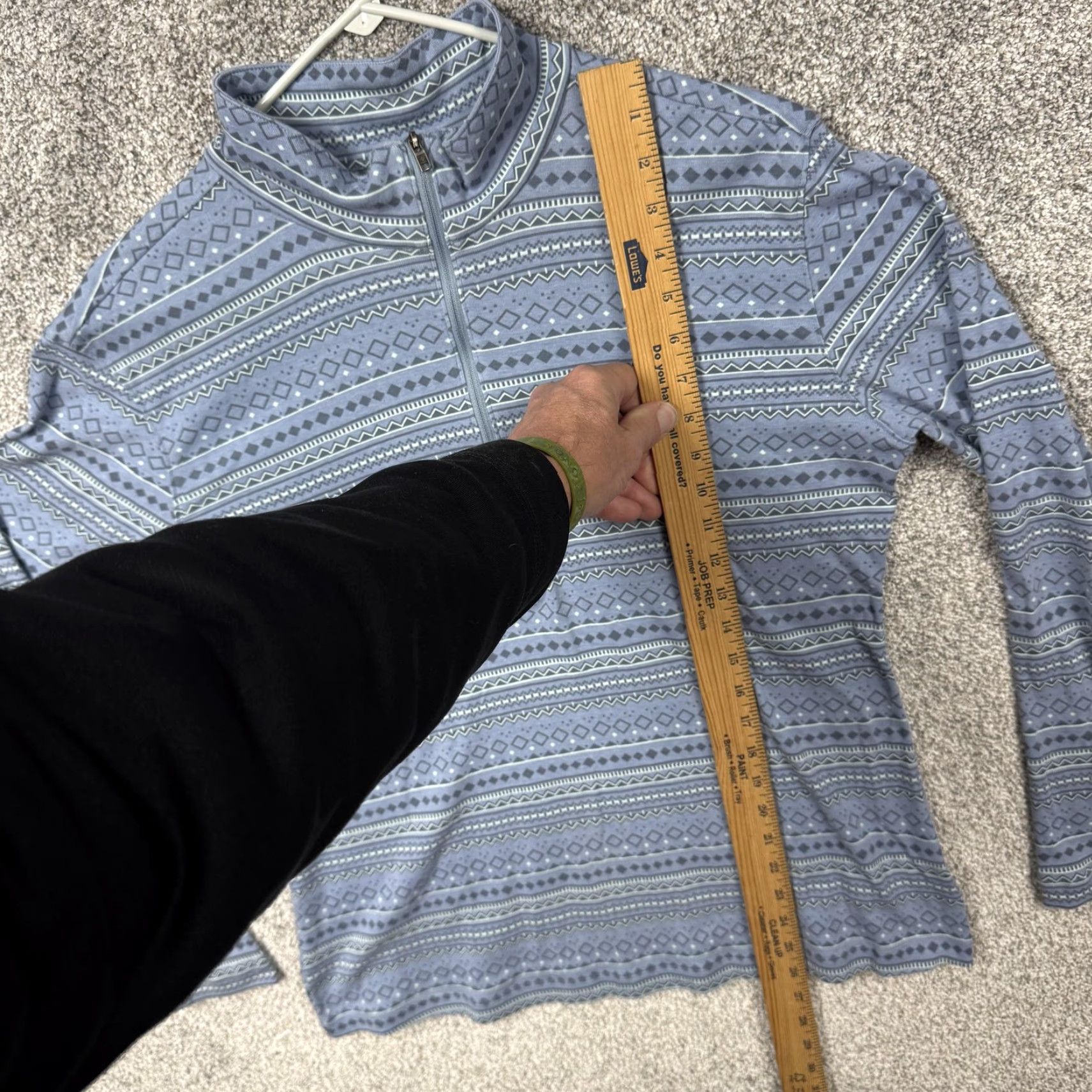 Vintage Columbia Pullover Womens XL Blue 1/4 Zip Mock Neck Long Sleeve Hiking All Seasons Geometric Pattern Size XL / US 12-14 / IT 48-50 - 2 Thumbnail