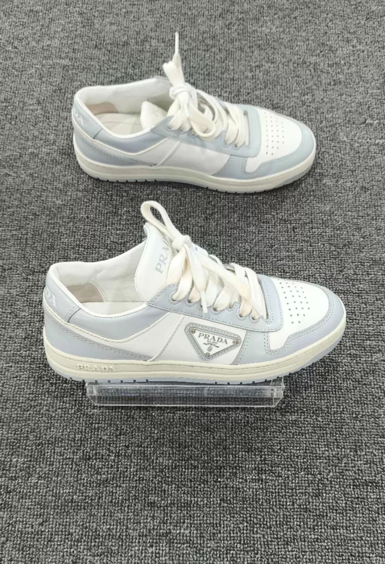 Prada Prada Downtown Ice Blue Metal Triangle Logo Sneakers 35.5 Size US 5 / IT 35 - 3 Thumbnail